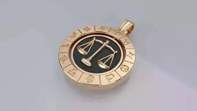 Zodiac Sign Pendants - Double Sided Spinning Center - Libra