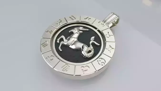 Zodiac Sign Pendants - Double Sided Spinning Center - Capricorn