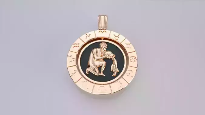 Zodiac Sign Pendants - Double Sided Spinning Center - Aquarius