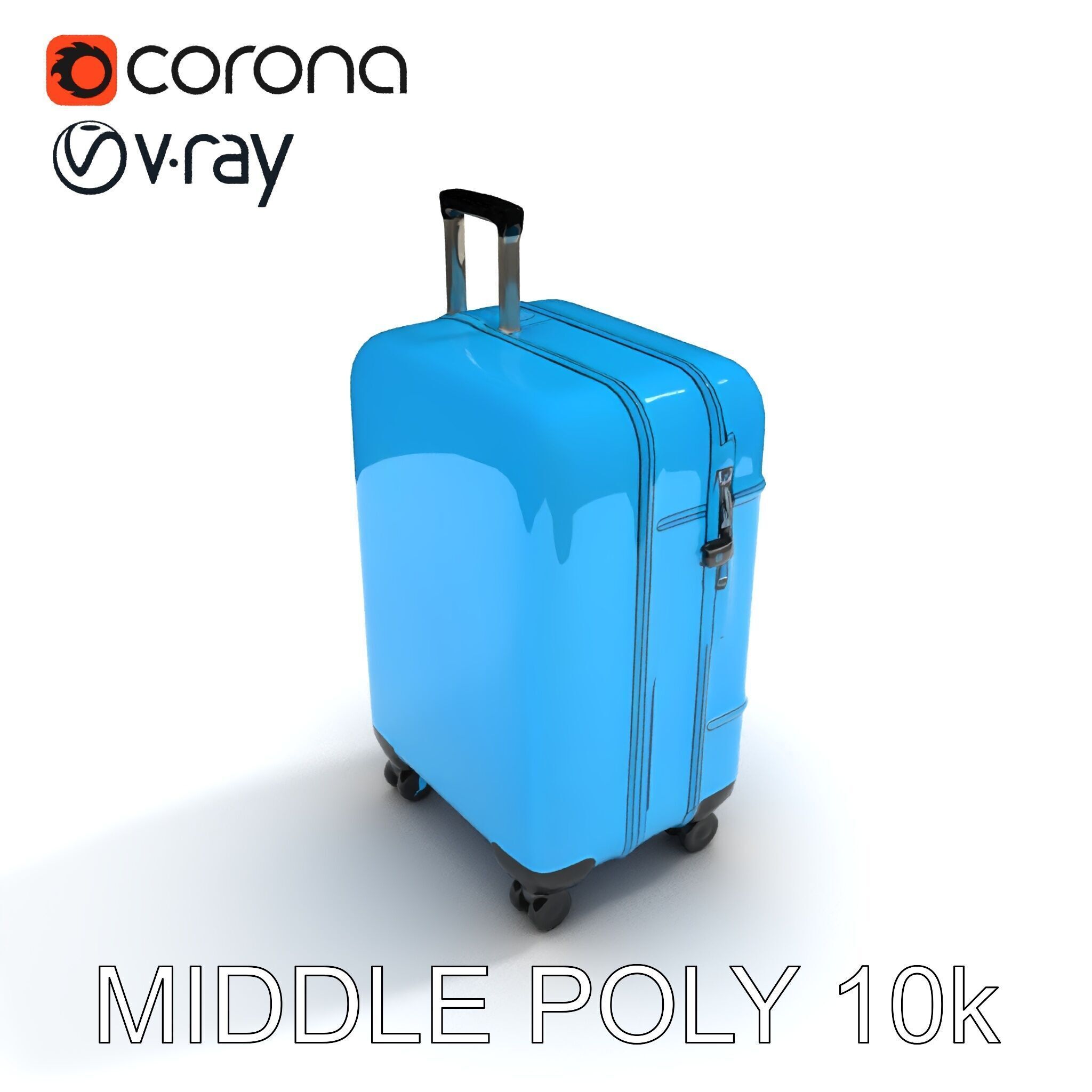 Modern Blue Suitcase D Model Pack Low-poly 3D model_28