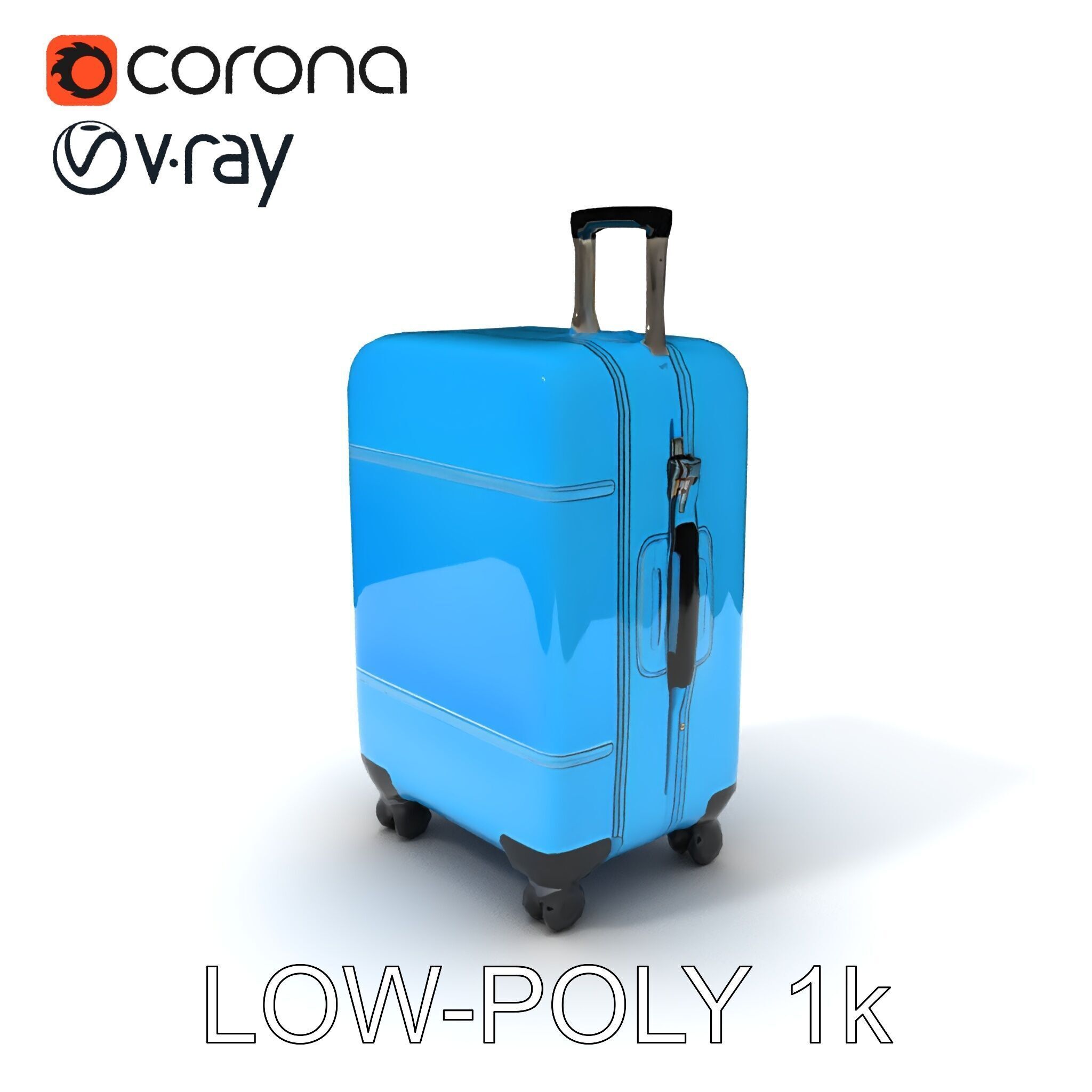 Modern Blue Suitcase D Model Pack Low-poly 3D model_29