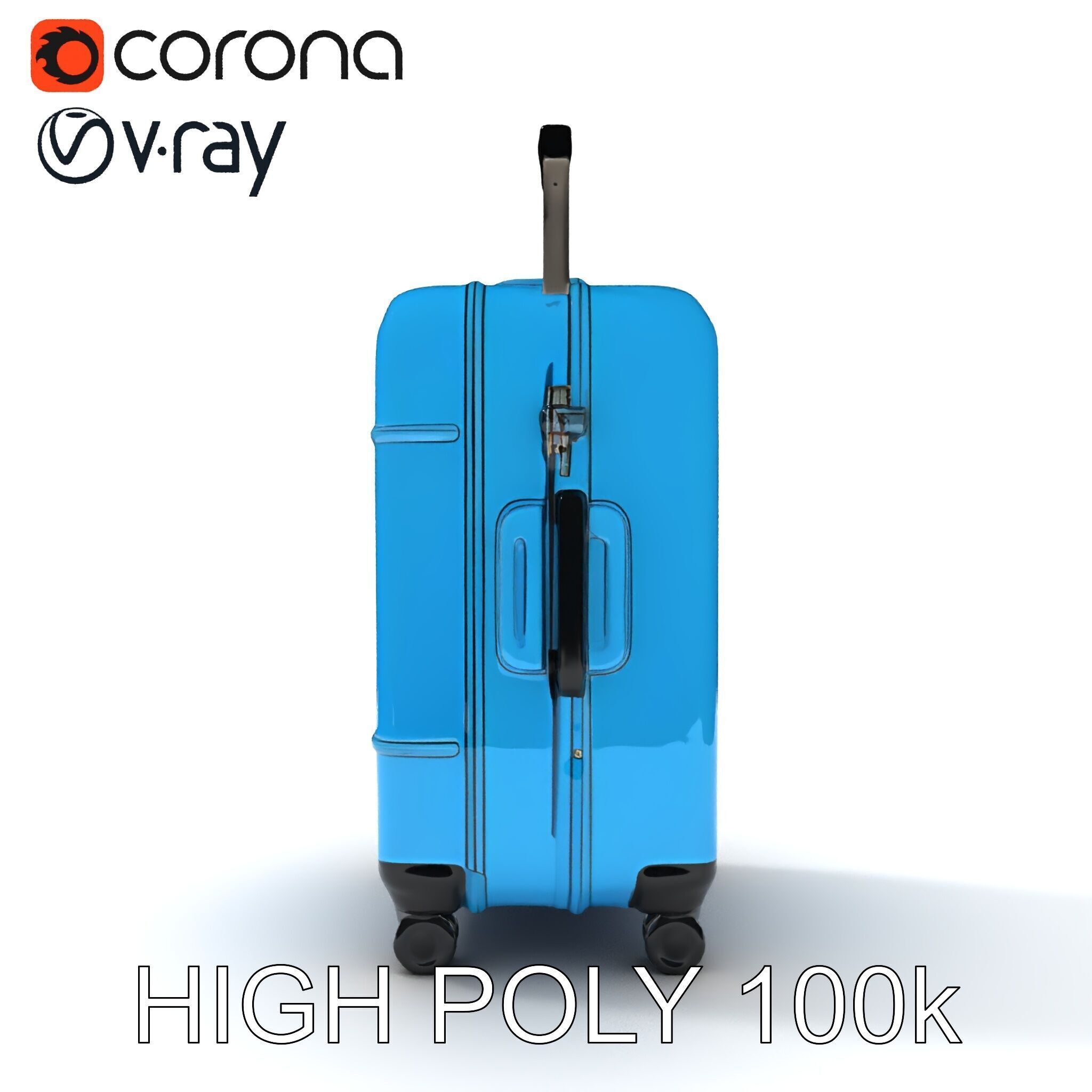 Modern Blue Suitcase D Model Pack Low-poly 3D model_13