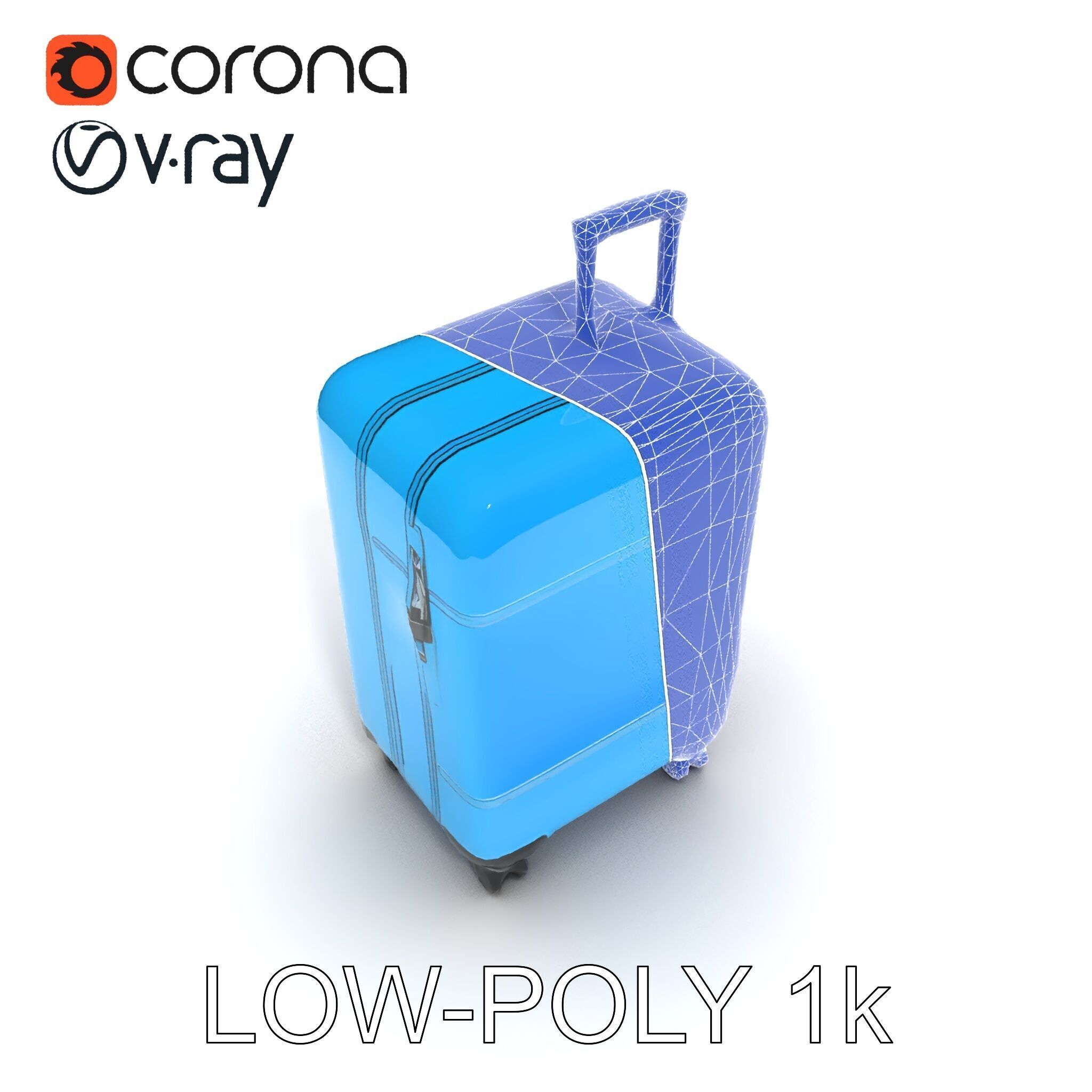 Modern Blue Suitcase D Model Pack Low-poly 3D model_18