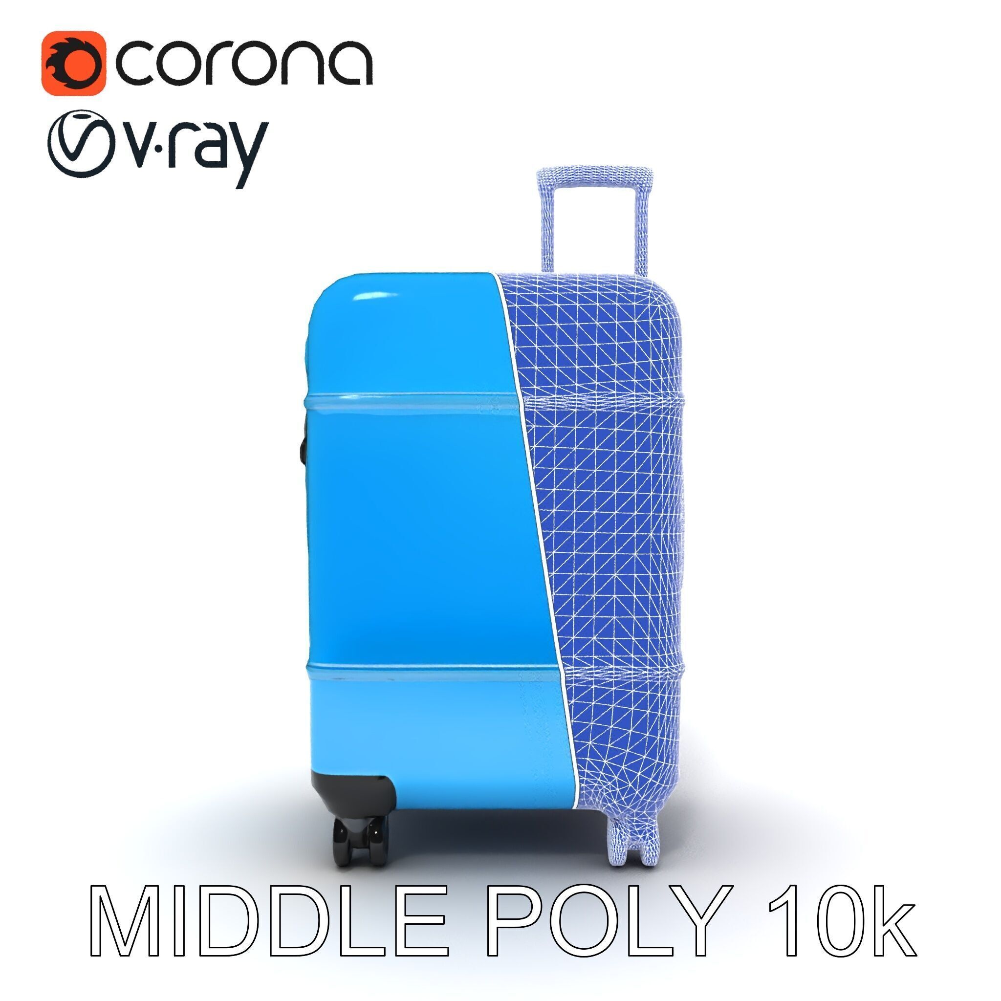 Modern Blue Suitcase D Model Pack Low-poly 3D model_30
