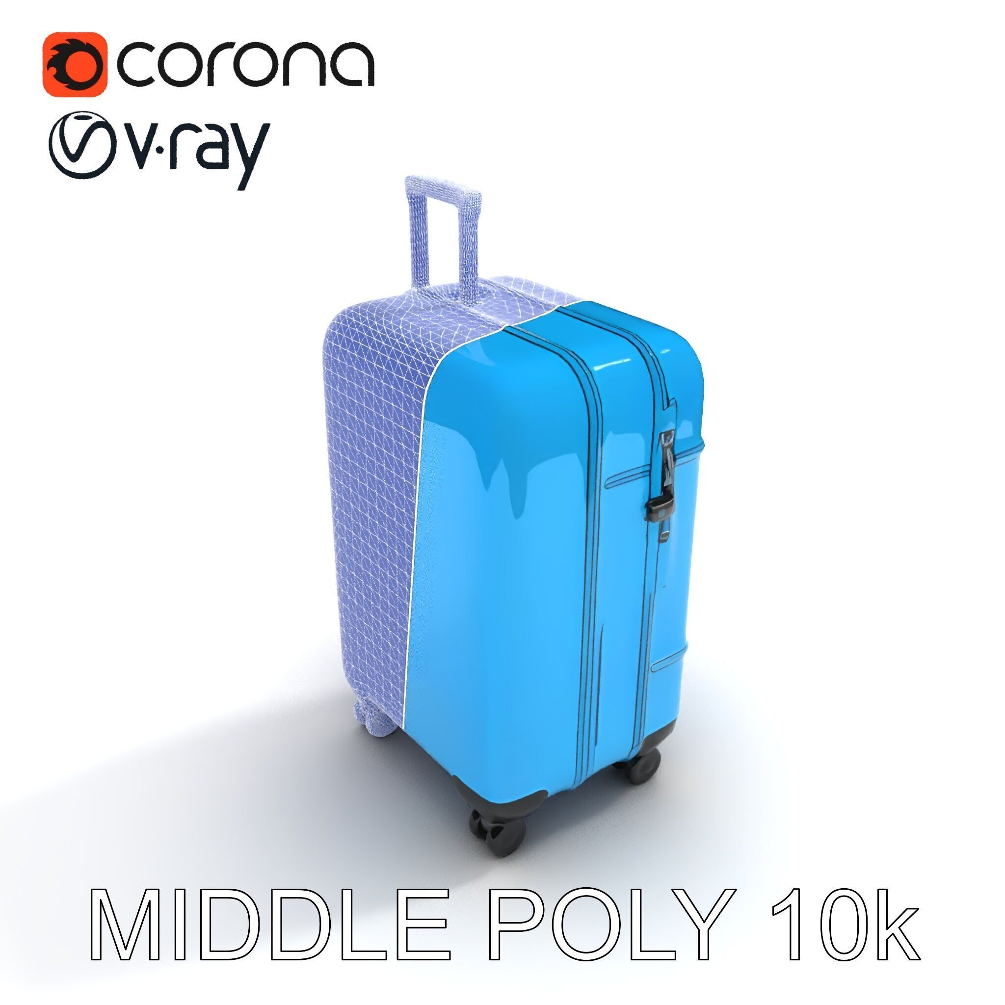 Modern Blue Suitcase D Model Pack Low-poly 3D model_11