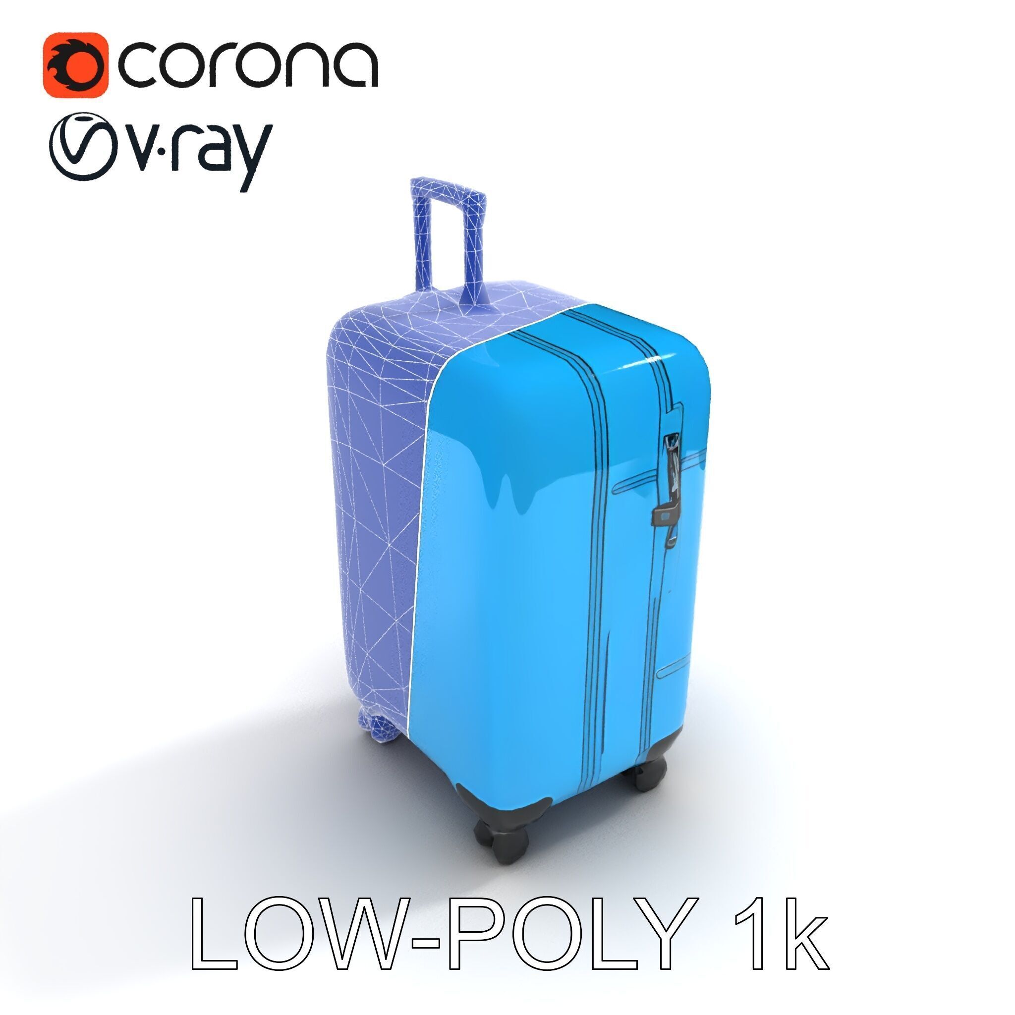 Modern Blue Suitcase D Model Pack Low-poly 3D model_12