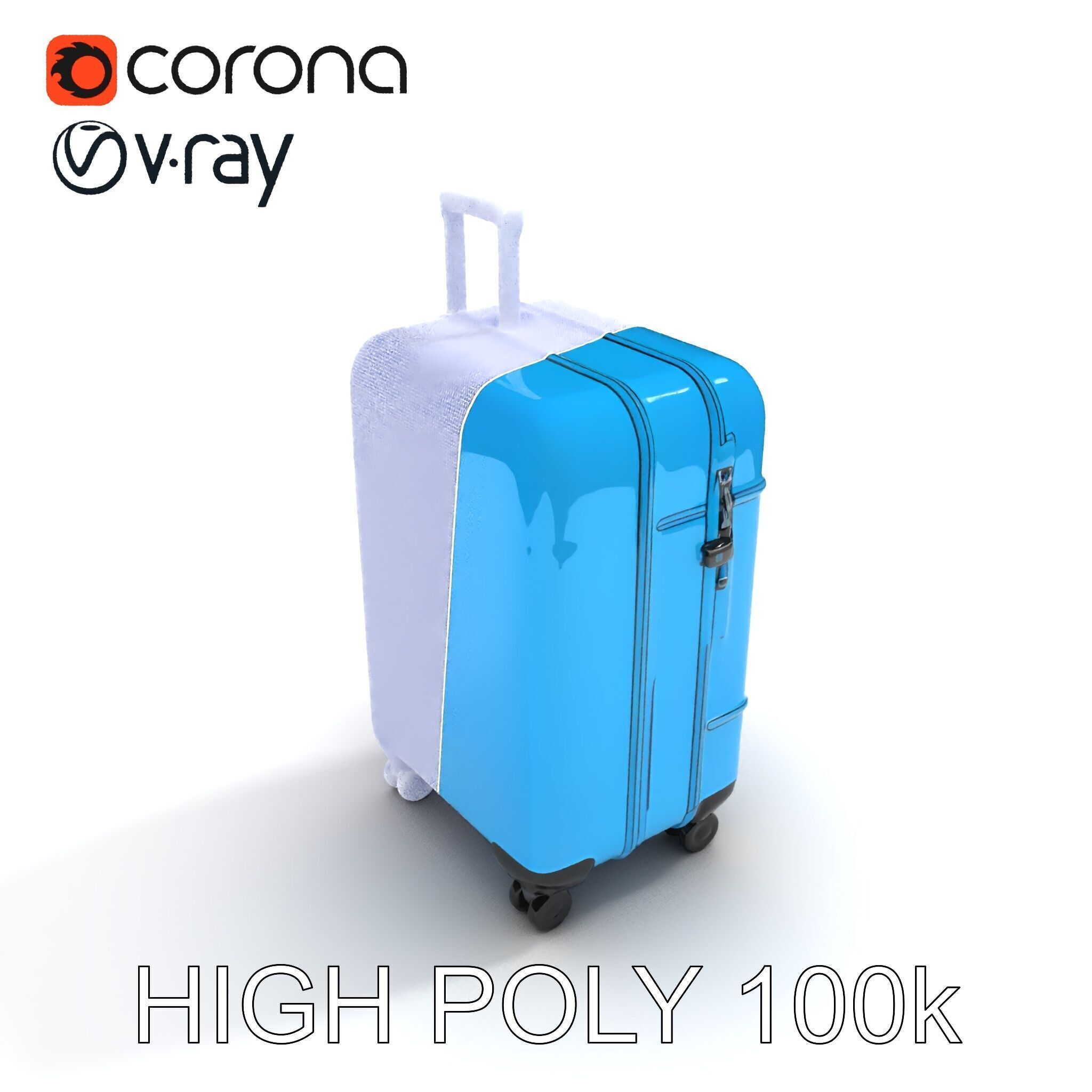 Modern Blue Suitcase D Model Pack Low-poly 3D model_35