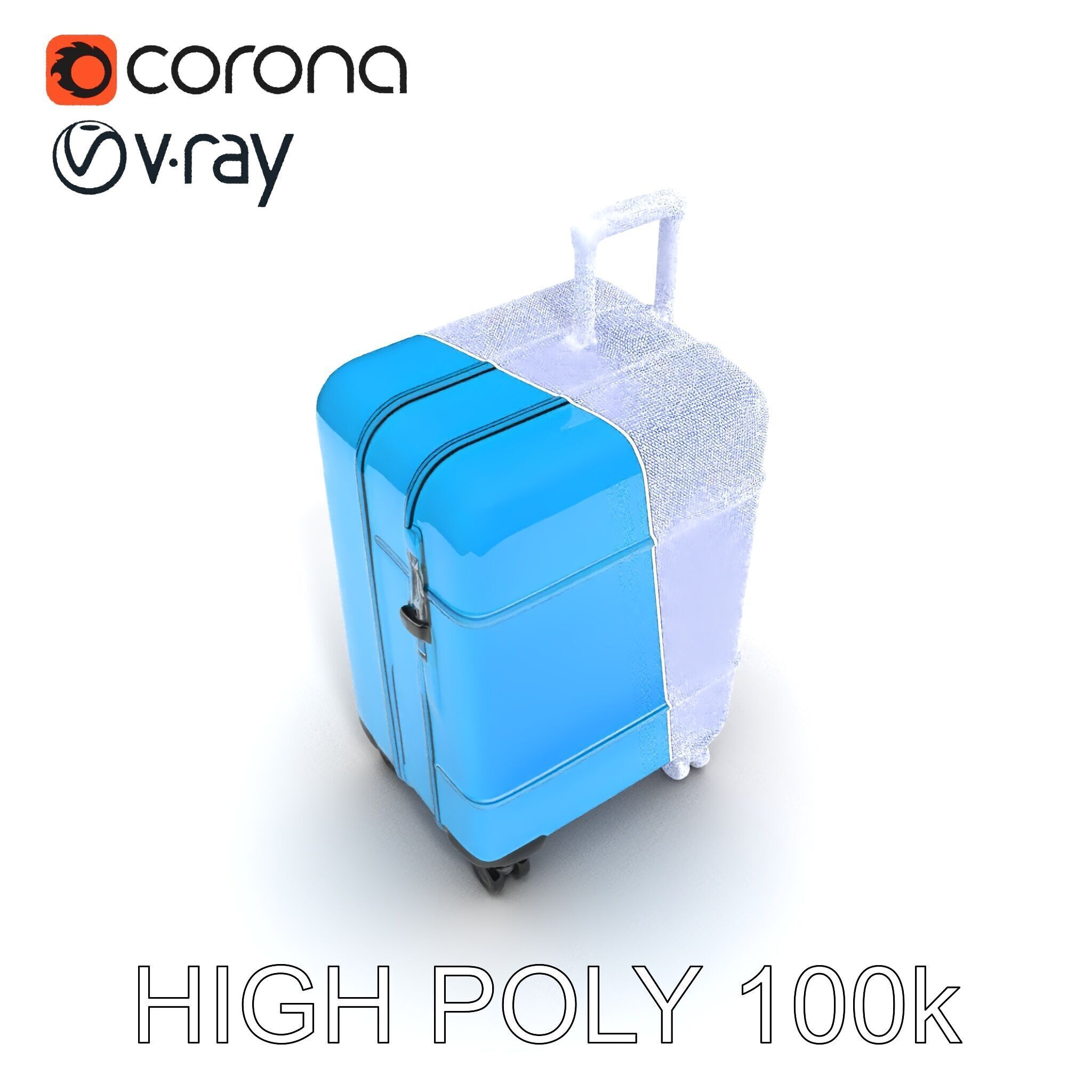 Modern Blue Suitcase D Model Pack Low-poly 3D model_27