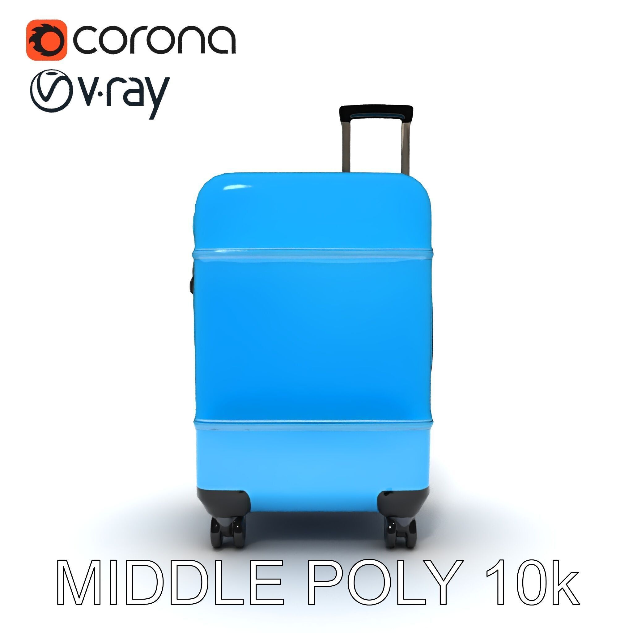 Modern Blue Suitcase D Model Pack Low-poly 3D model_8