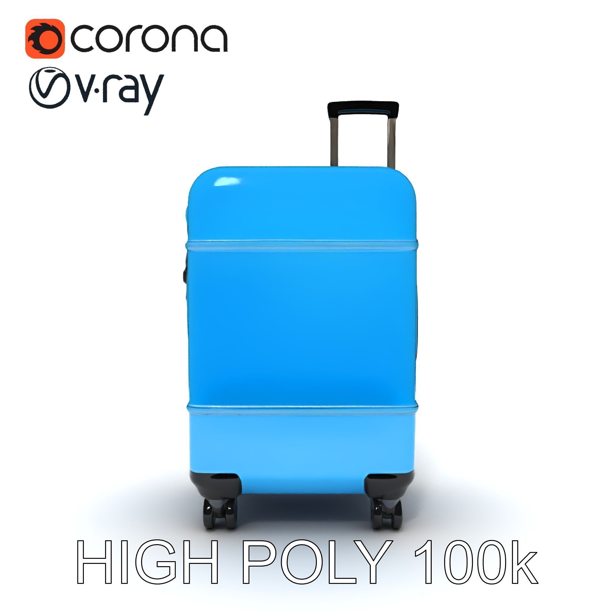 Modern Blue Suitcase D Model Pack Low-poly 3D model_32