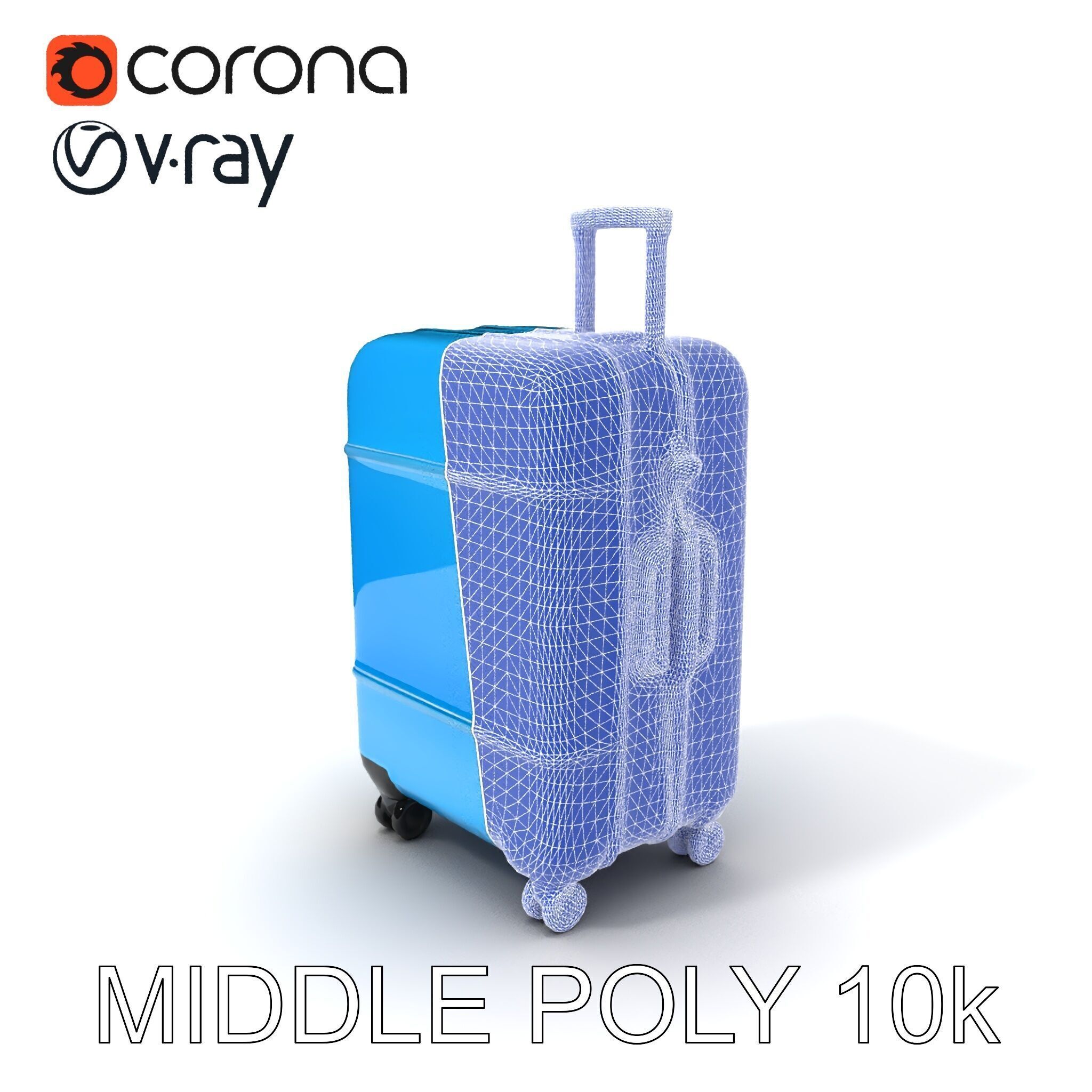 Modern Blue Suitcase D Model Pack Low-poly 3D model_33