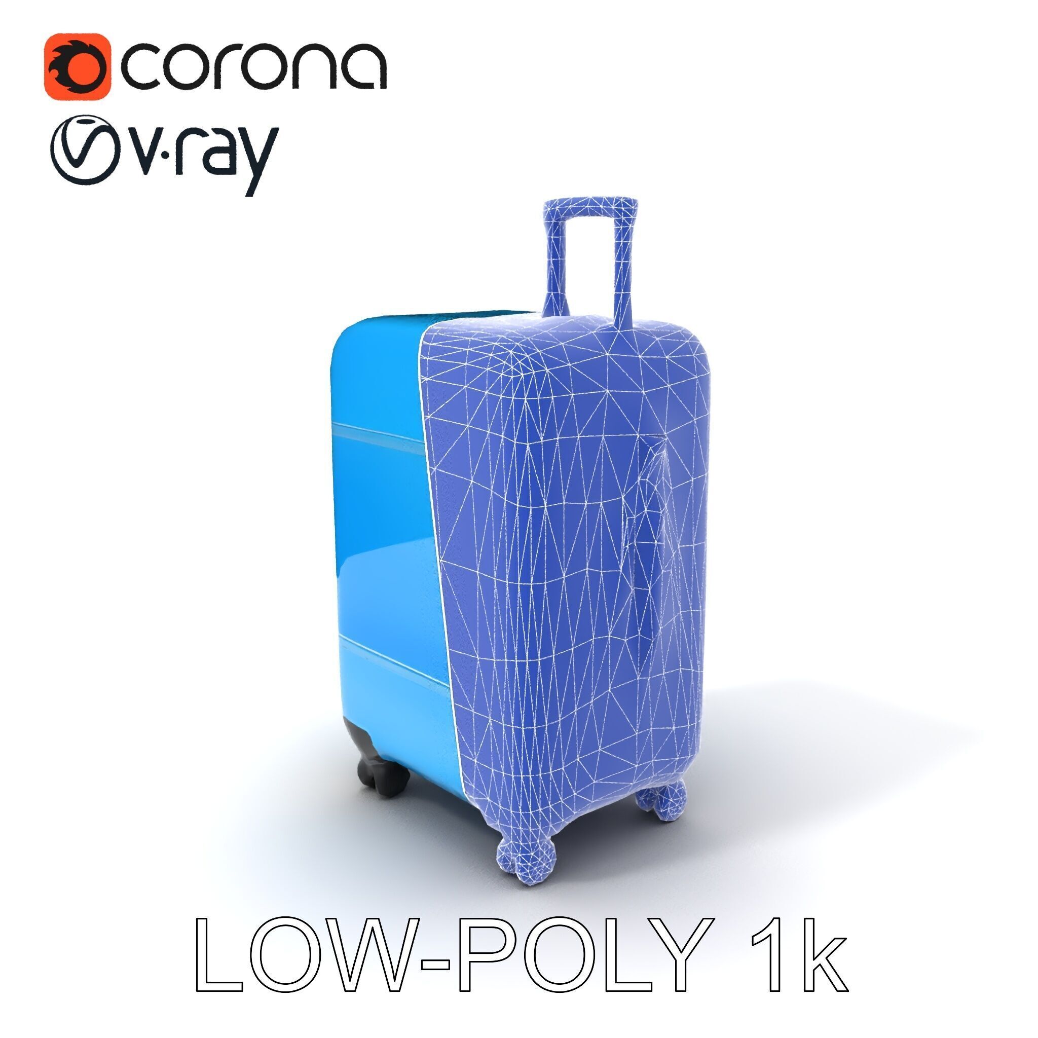 Modern Blue Suitcase D Model Pack Low-poly 3D model_15
