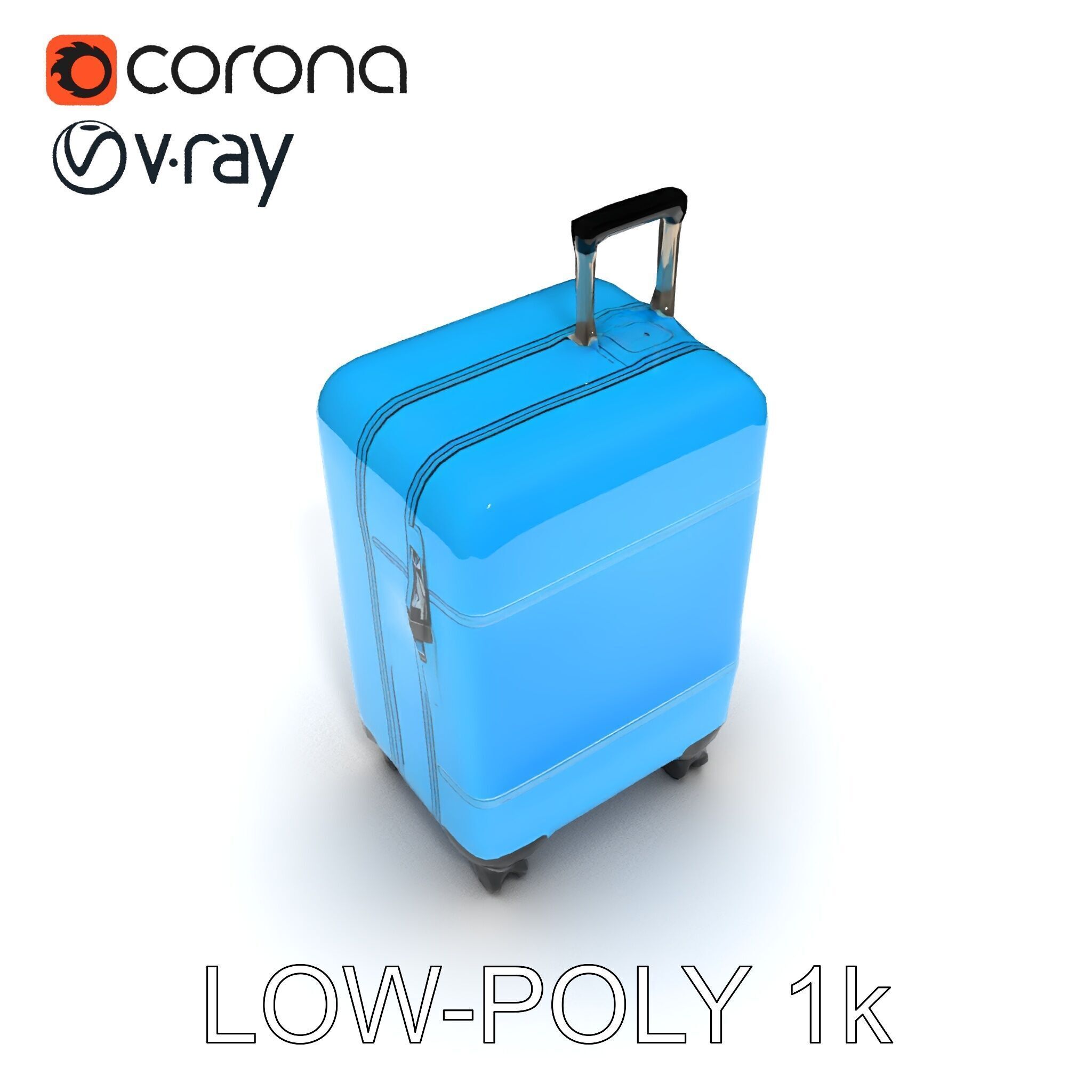 Modern Blue Suitcase D Model Pack Low-poly 3D model_34