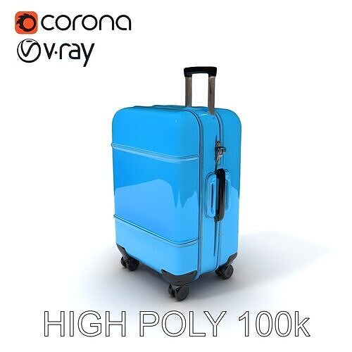Modern Blue Suitcase D Model Pack Low-poly 3D model