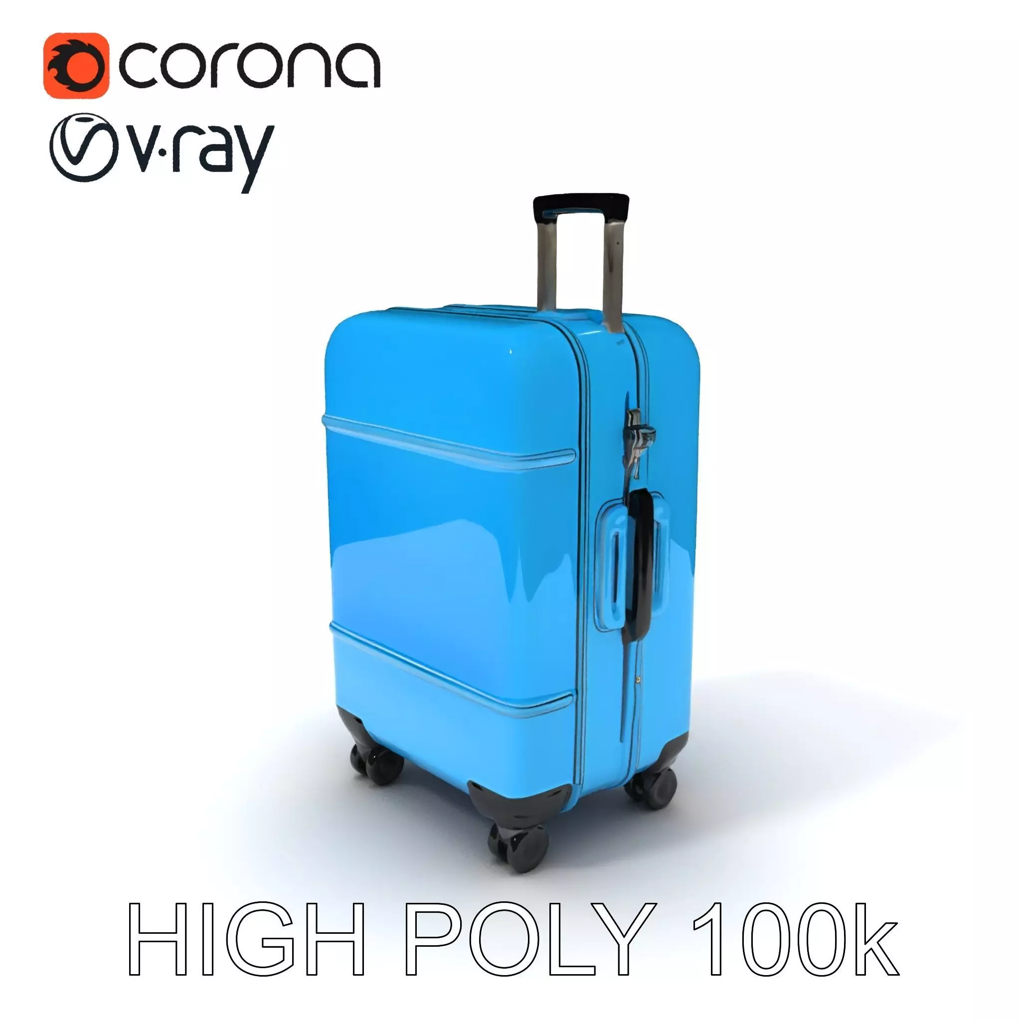 Modern Blue Suitcase D Model Pack Low-poly 3D model_0
