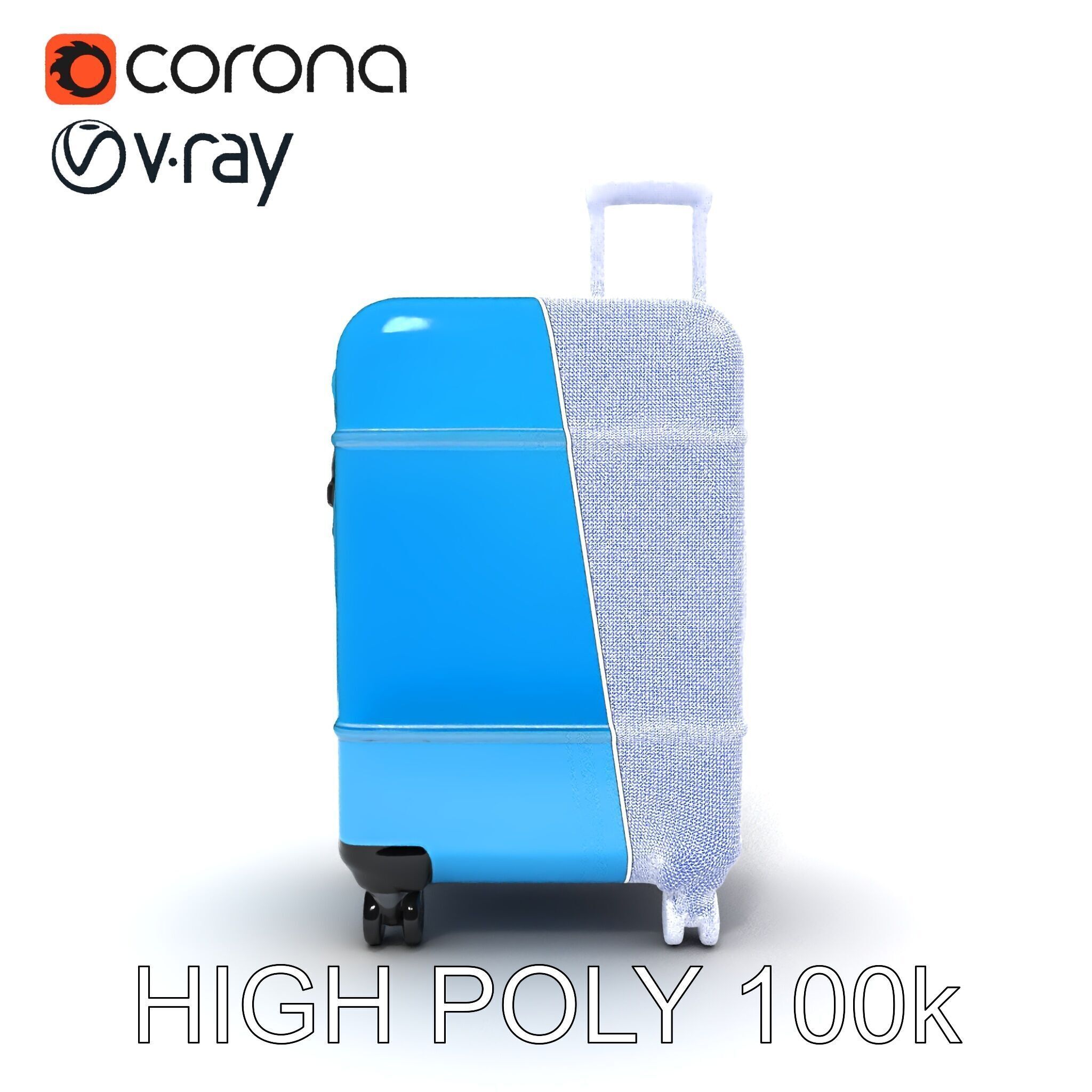 Modern Blue Suitcase D Model Pack Low-poly 3D model_16