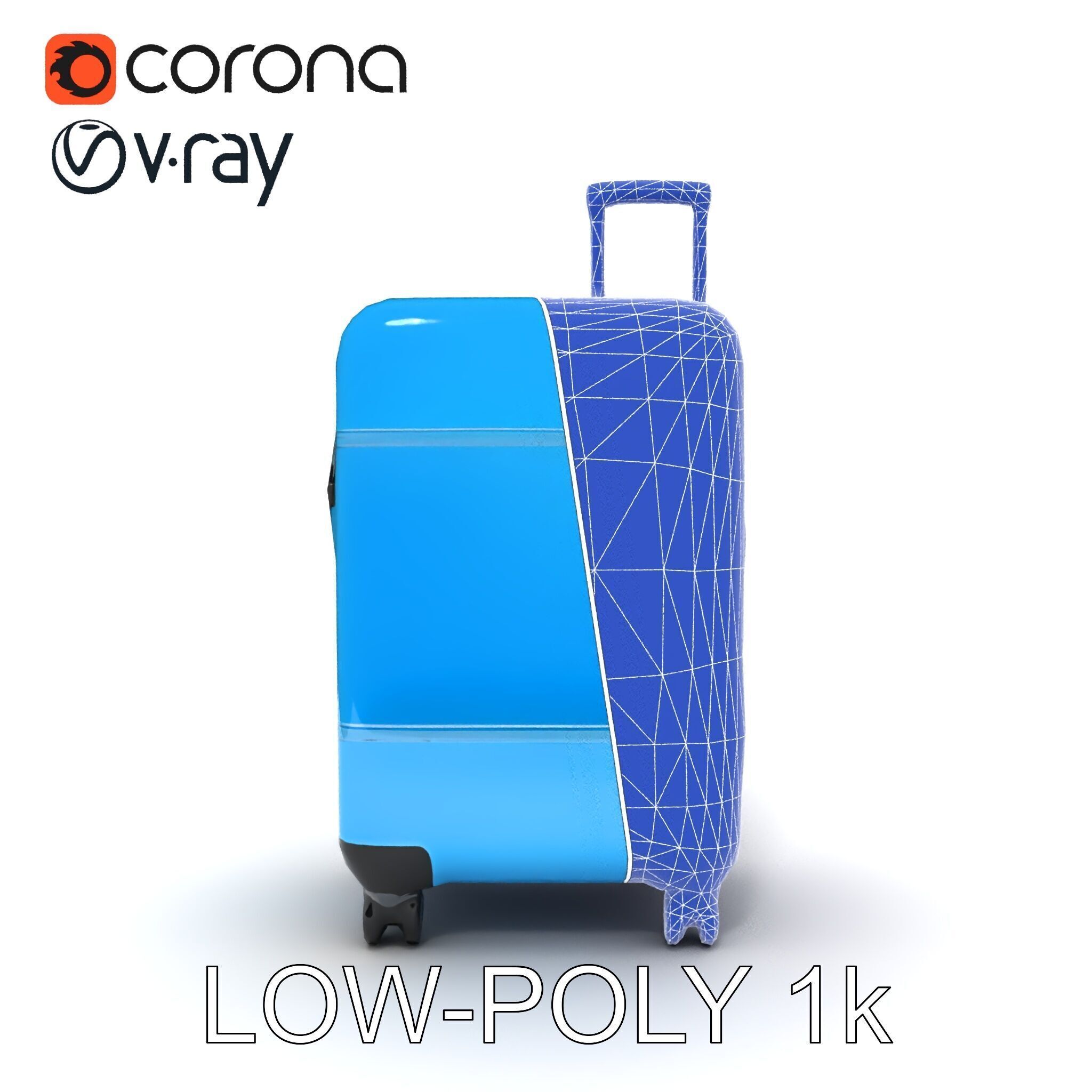 Modern Blue Suitcase D Model Pack Low-poly 3D model_7