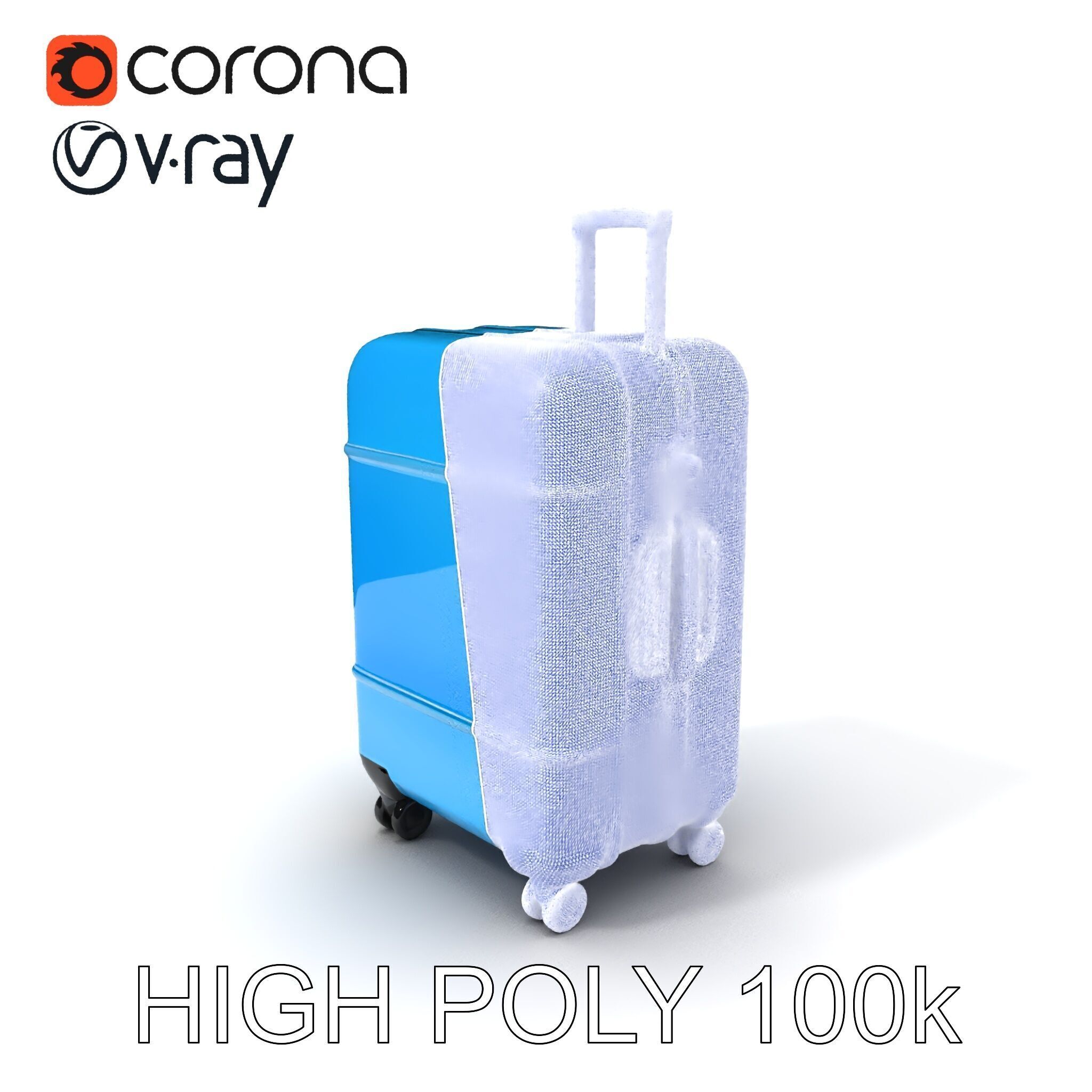Modern Blue Suitcase D Model Pack Low-poly 3D model_3