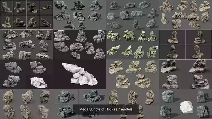 Mega Bundle of Rocks 3D Model Collection