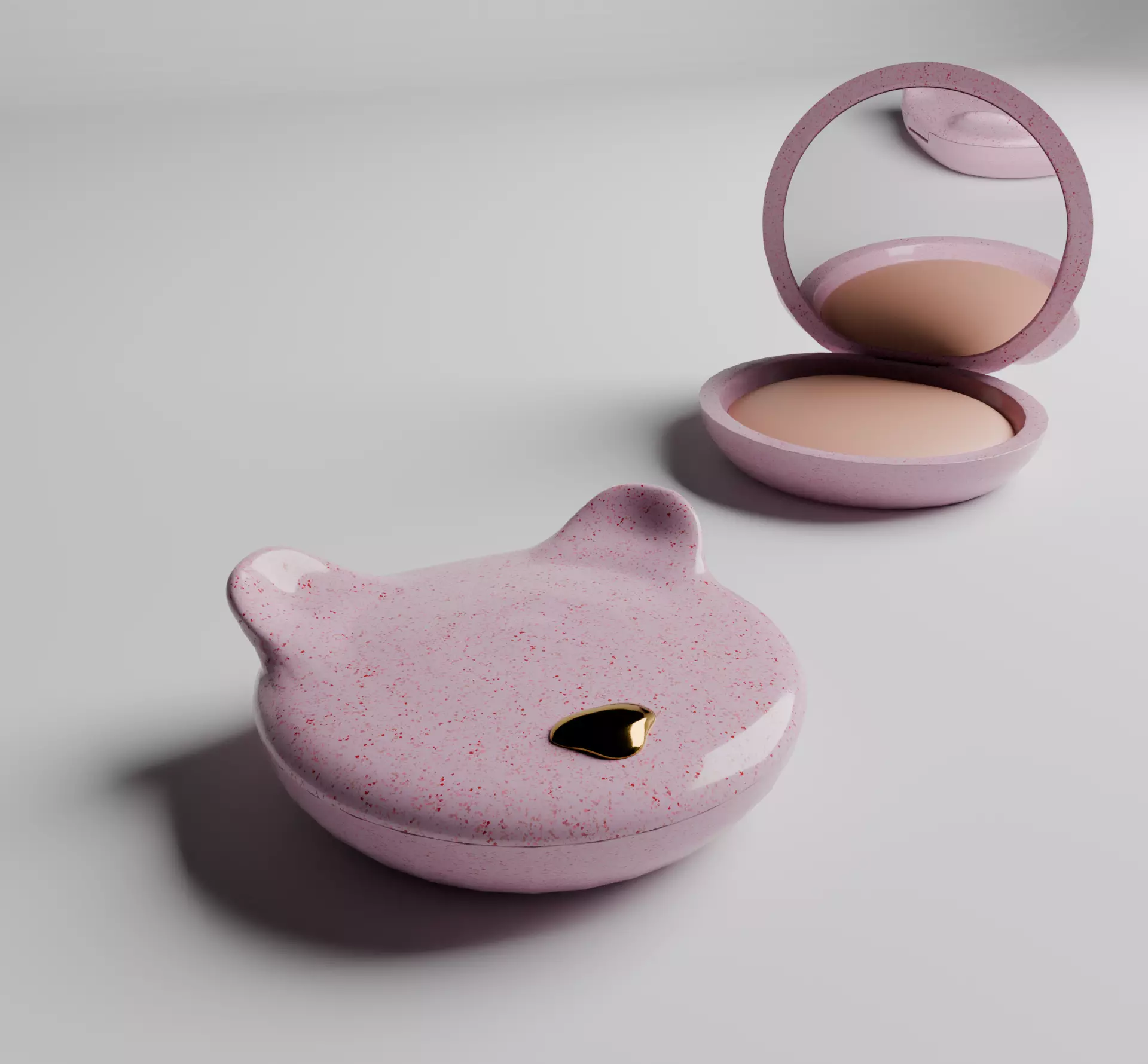 Teddy Bear pressed powder minimalistic package cosmetics 3D model_0