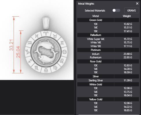 Zodiac Sign Pendants - Spinning Center - 12 Pendant Bundle 3D Model Collection_17