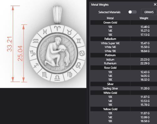 Zodiac Sign Pendants - Spinning Center - 12 Pendant Bundle 3D Model Collection_14