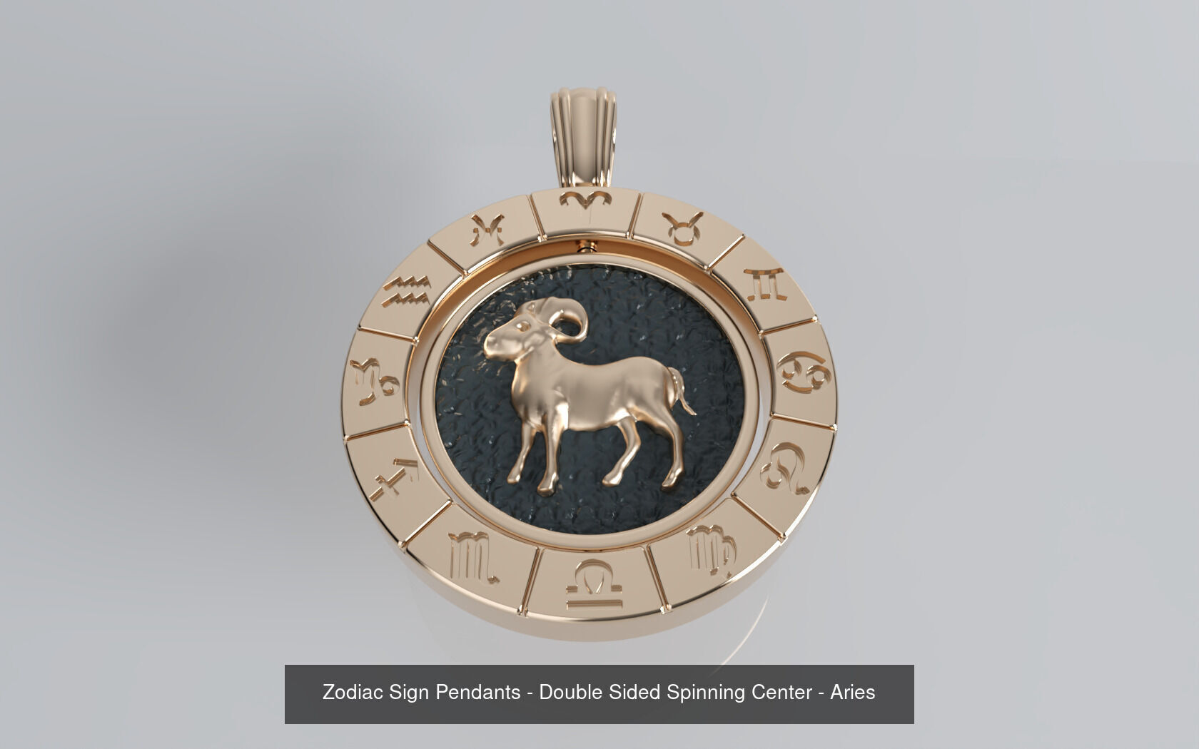 Zodiac Sign Pendants - Spinning Center - 12 Pendant Bundle 3D Model Collection_4