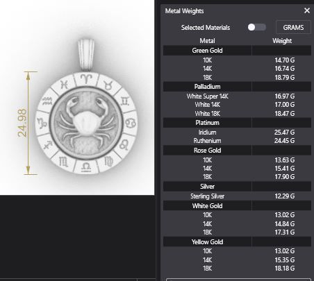 Zodiac Sign Pendants - Spinning Center - 12 Pendant Bundle 3D Model Collection_20