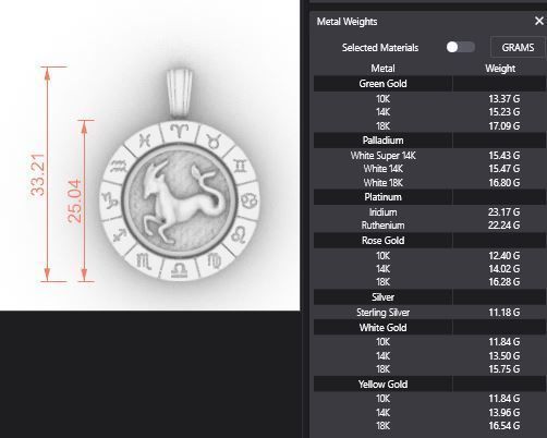 Zodiac Sign Pendants - Spinning Center - 12 Pendant Bundle 3D Model Collection_15