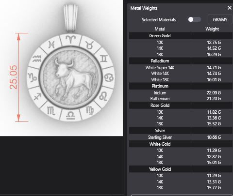 Zodiac Sign Pendants - Spinning Center - 12 Pendant Bundle 3D Model Collection_25