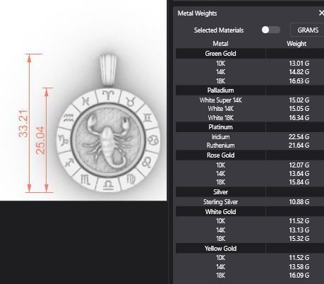 Zodiac Sign Pendants - Spinning Center - 12 Pendant Bundle 3D Model Collection_19