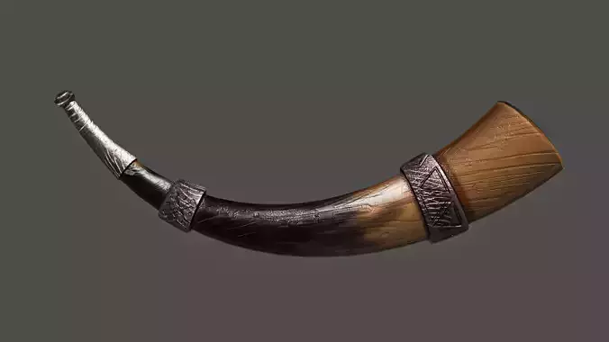 Viking War Horn - Game Ready 3D Model 