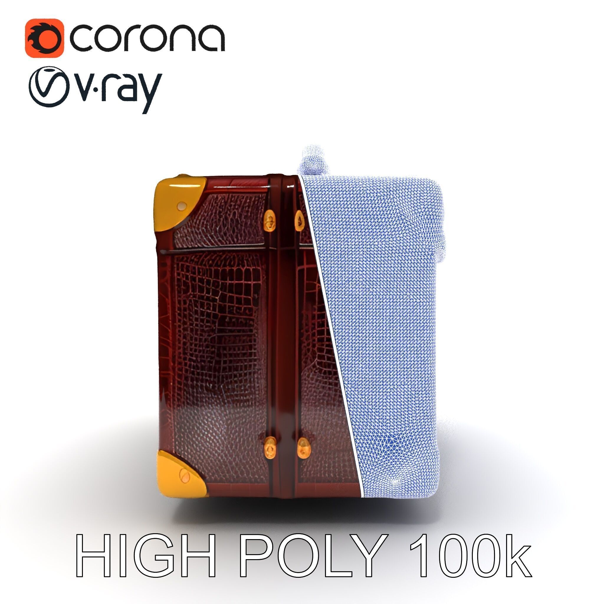 Luxurious Leather Suitcase Model Pack Low-poly 3D model_14