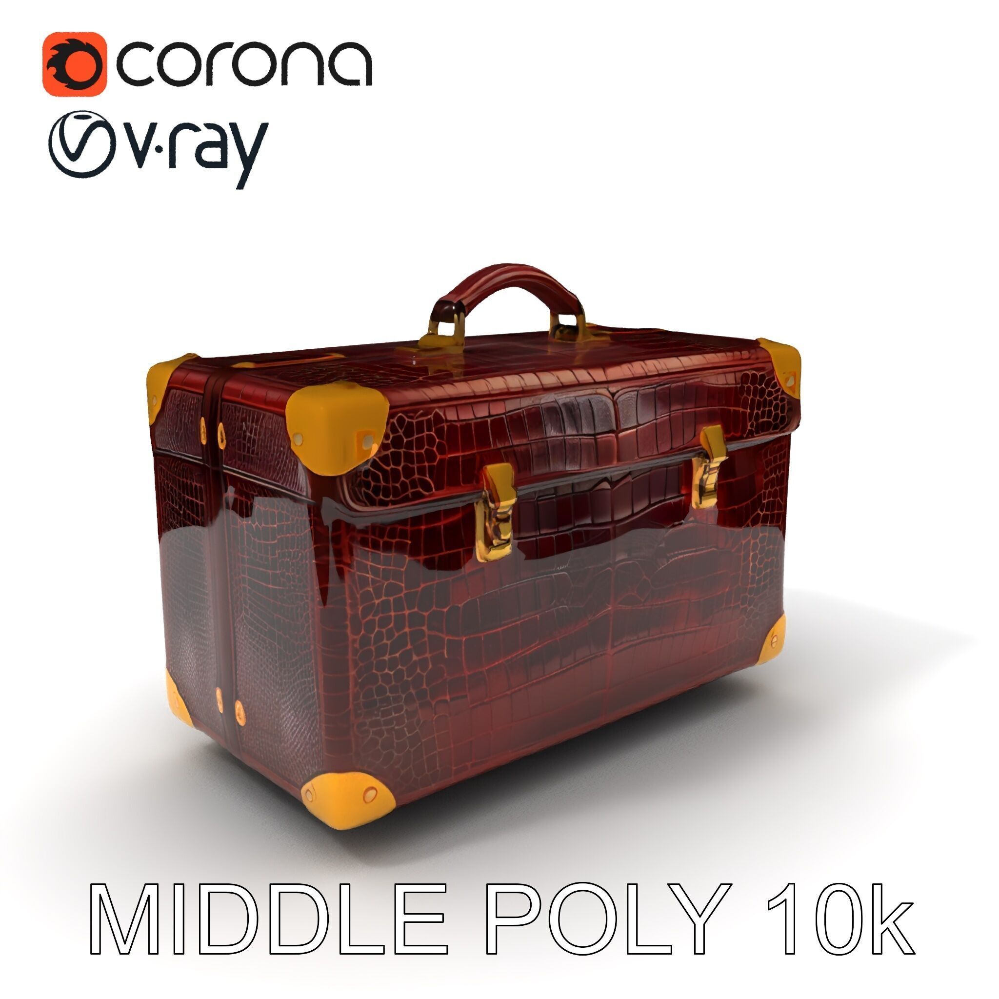 Luxurious Leather Suitcase Model Pack Low-poly 3D model_30