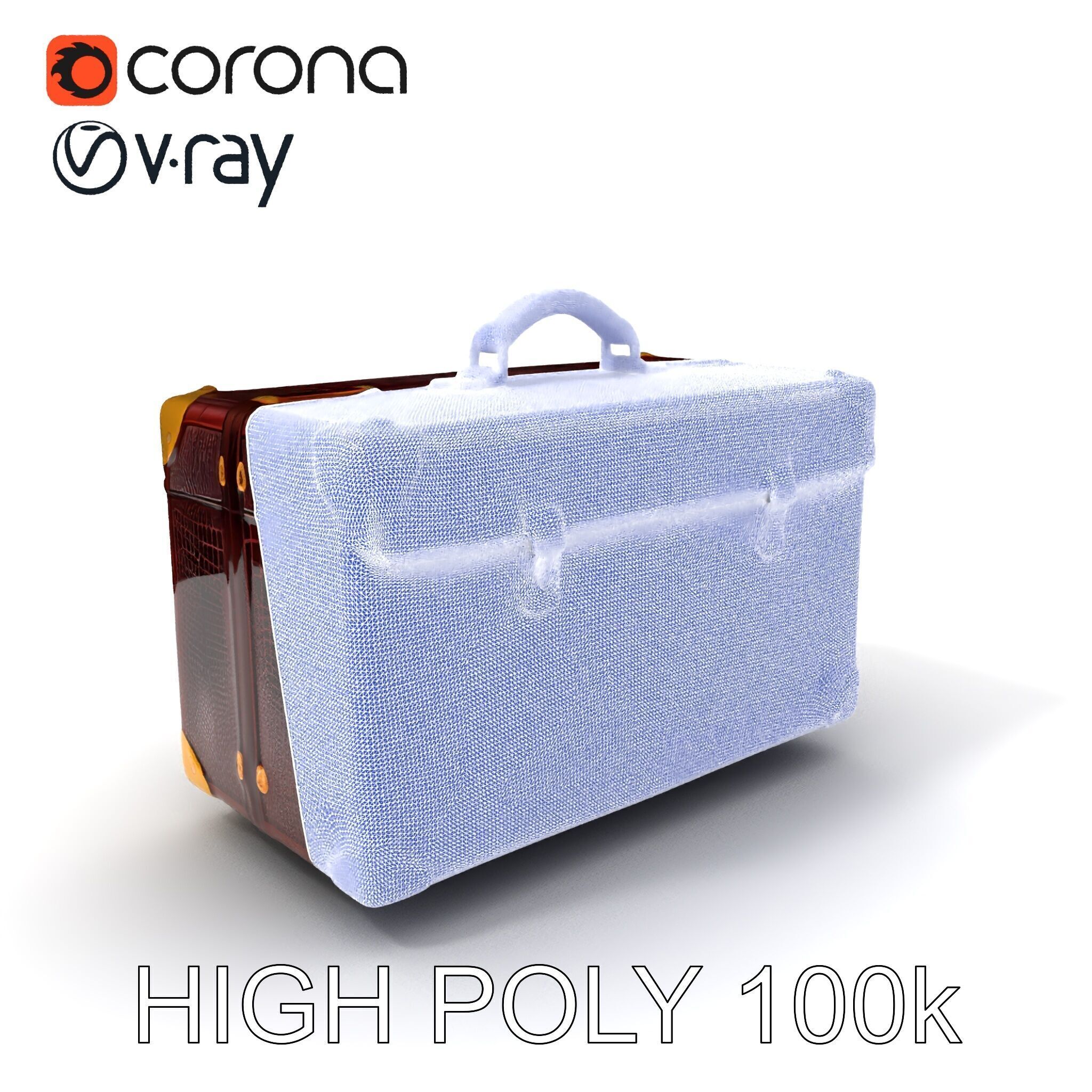 Luxurious Leather Suitcase Model Pack Low-poly 3D model_3