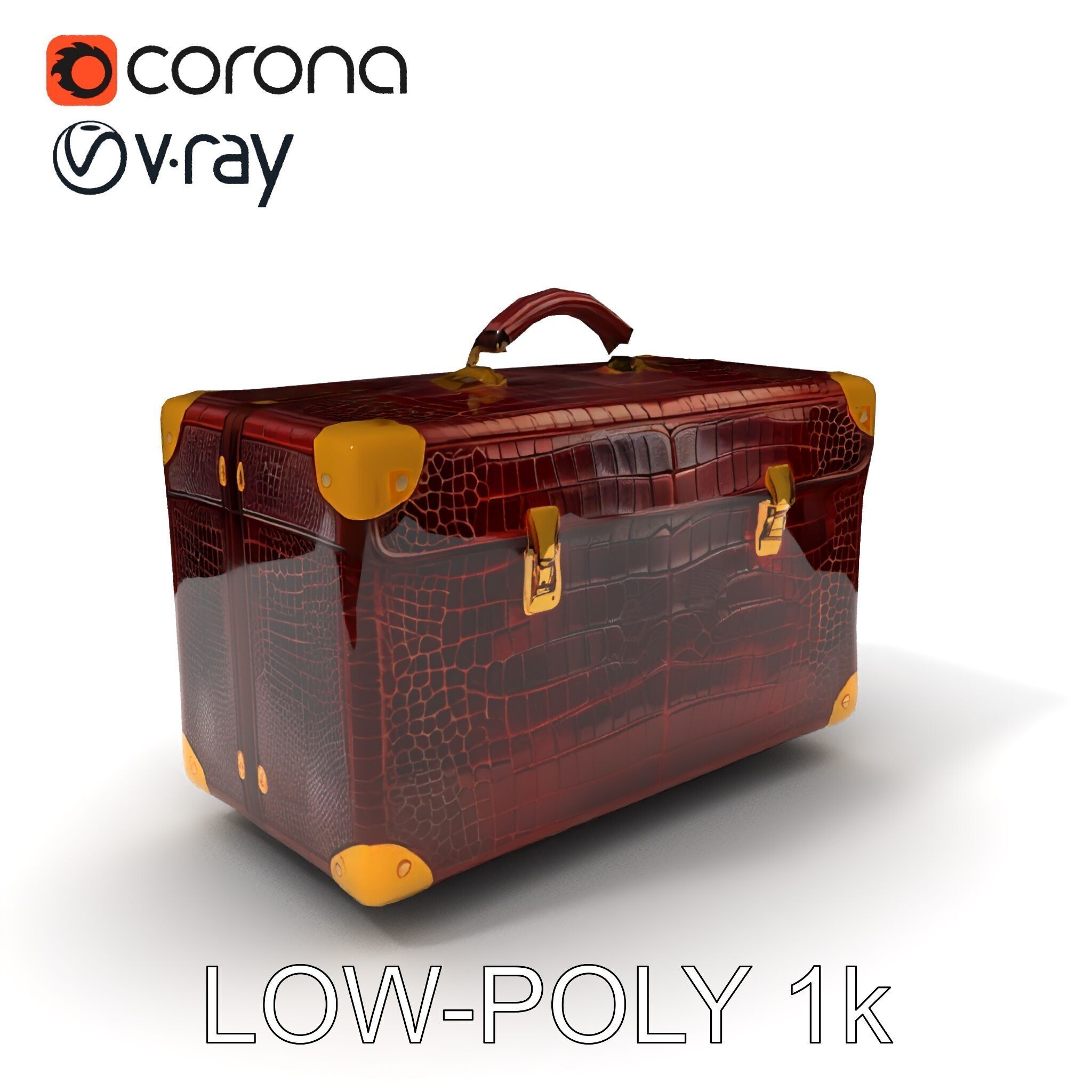 Luxurious Leather Suitcase Model Pack Low-poly 3D model_13