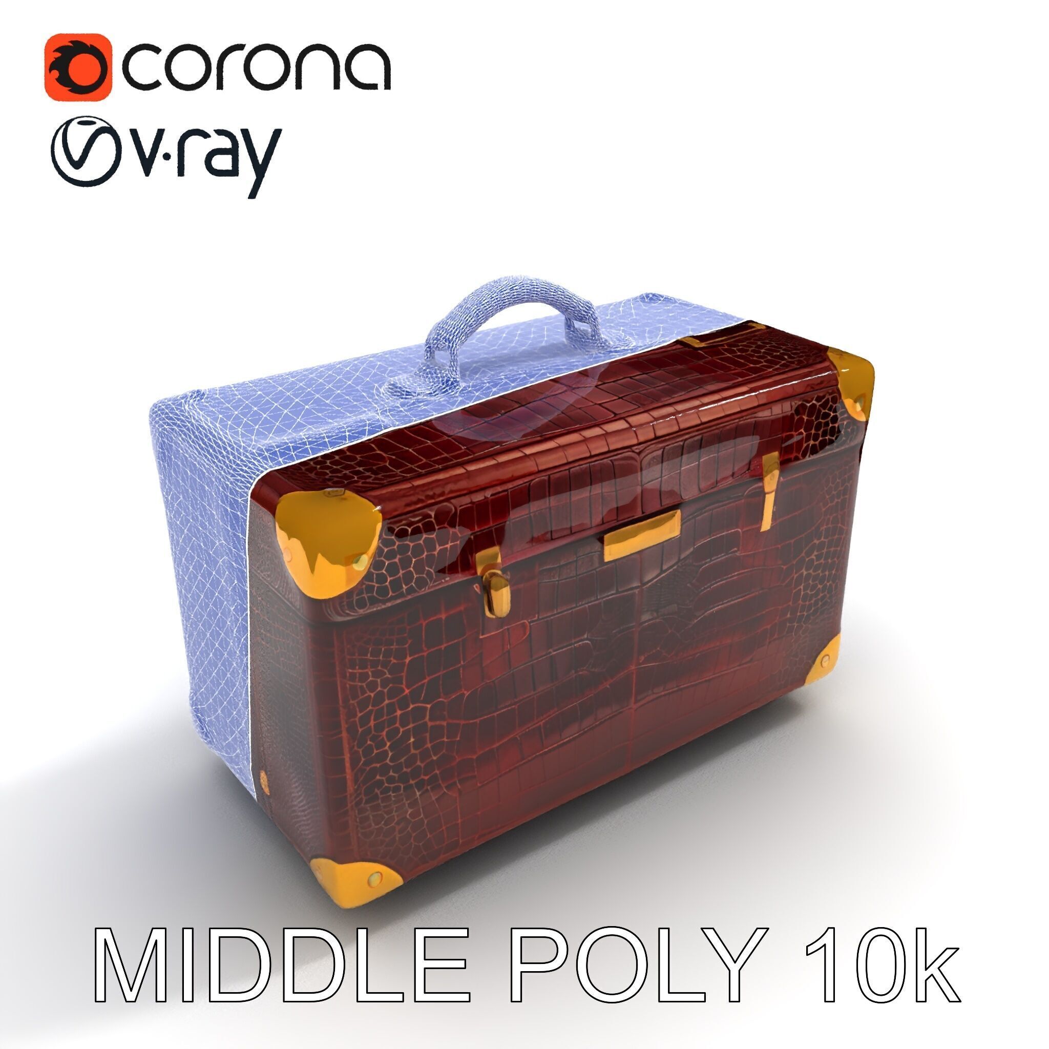 Luxurious Leather Suitcase Model Pack Low-poly 3D model_33