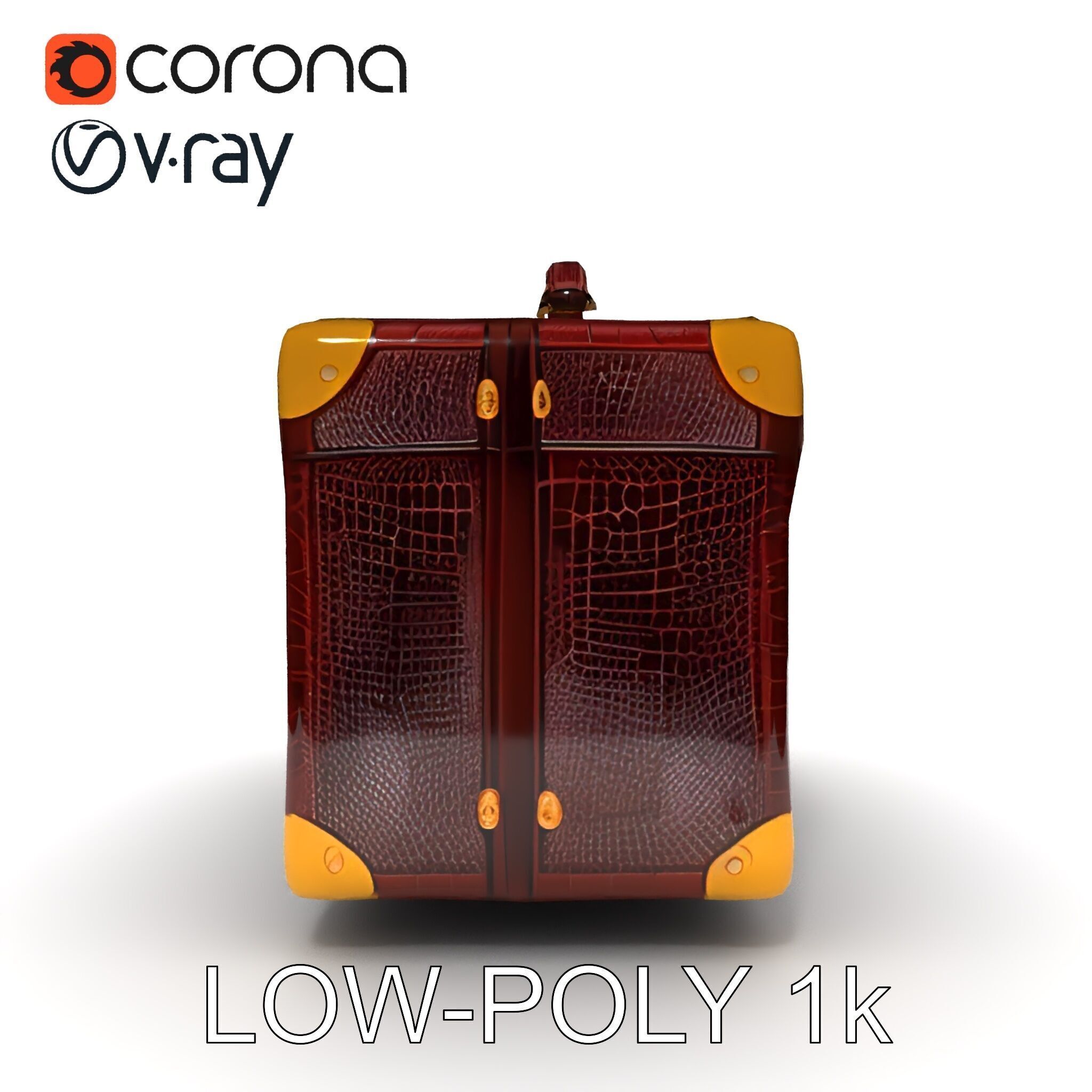 Luxurious Leather Suitcase Model Pack Low-poly 3D model_19