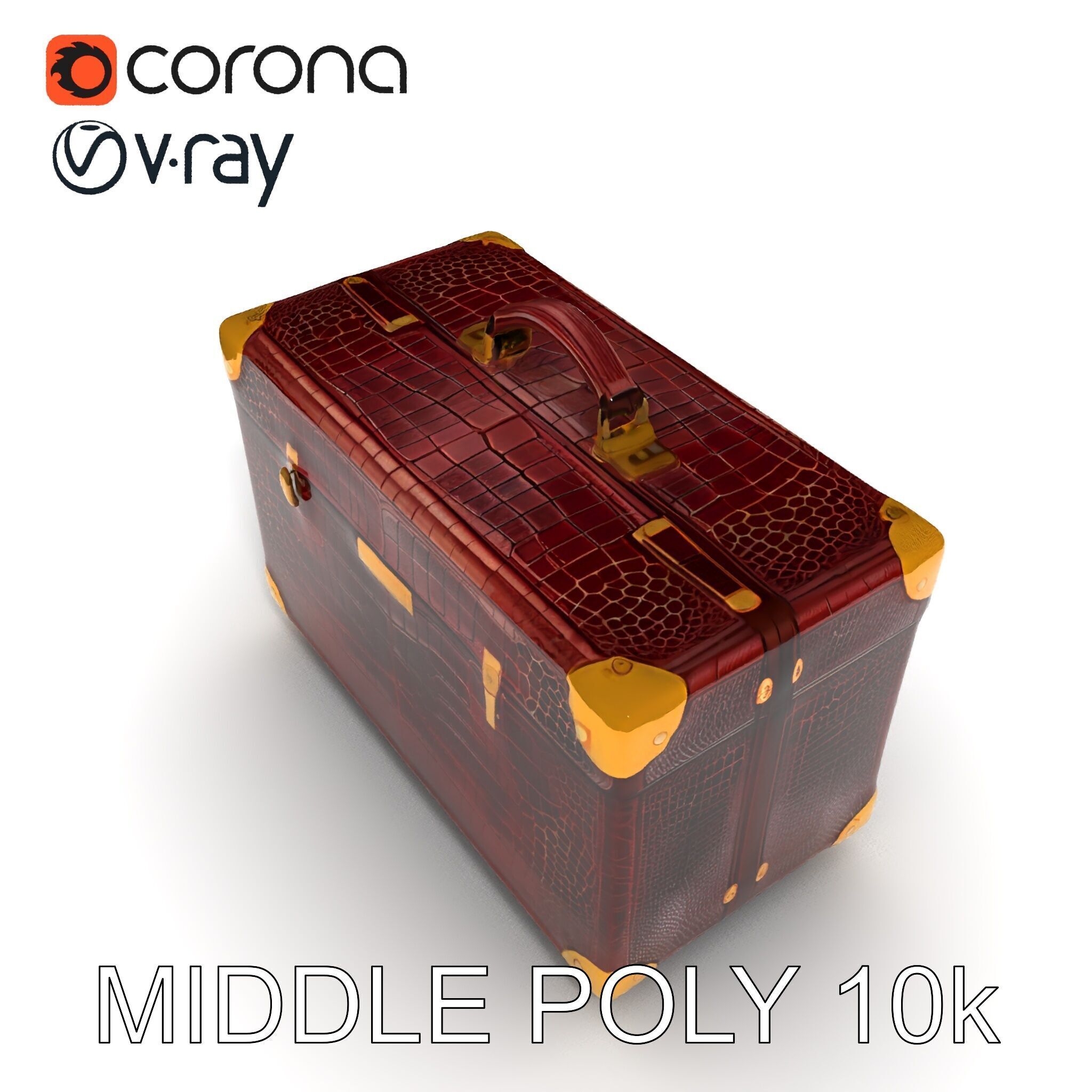 Luxurious Leather Suitcase Model Pack Low-poly 3D model_6