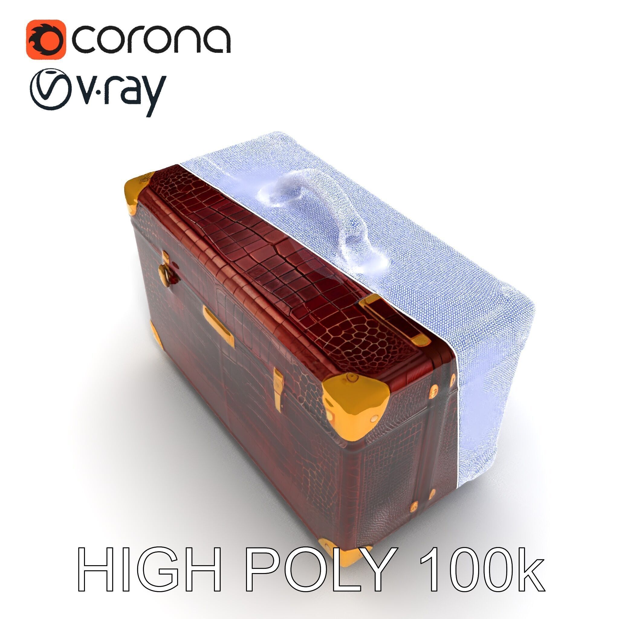 Luxurious Leather Suitcase Model Pack Low-poly 3D model_8