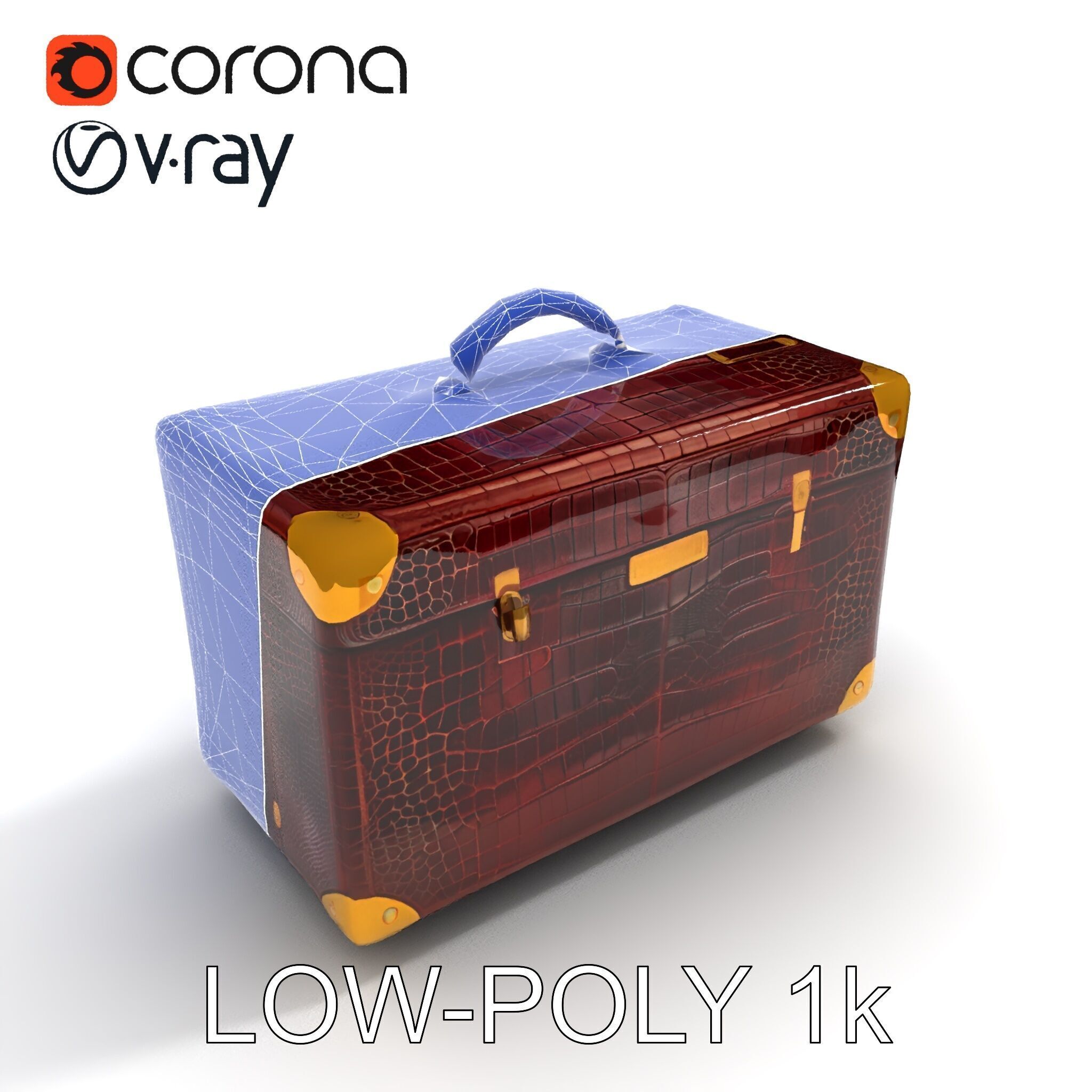 Luxurious Leather Suitcase Model Pack Low-poly 3D model_31