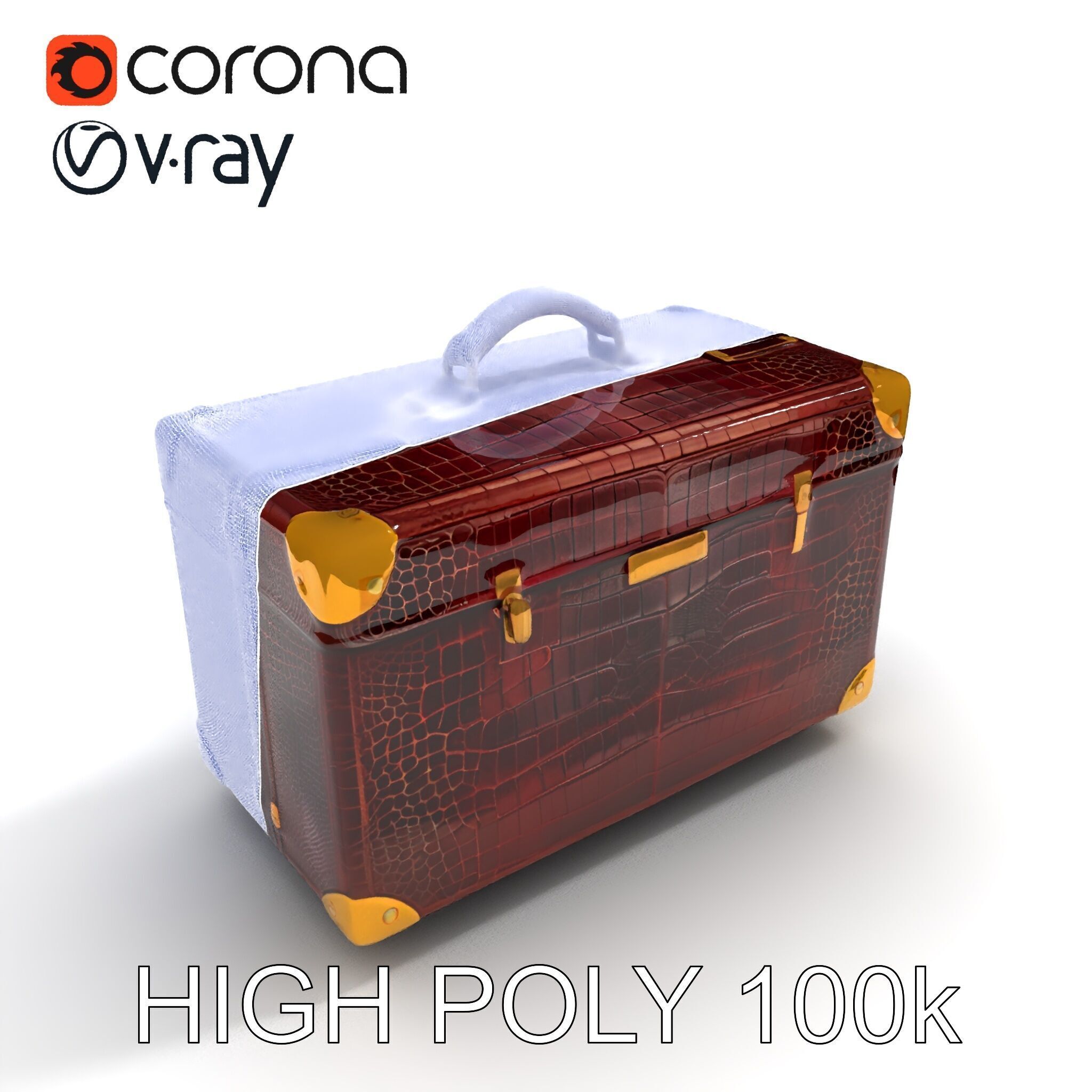 Luxurious Leather Suitcase Model Pack Low-poly 3D model_11