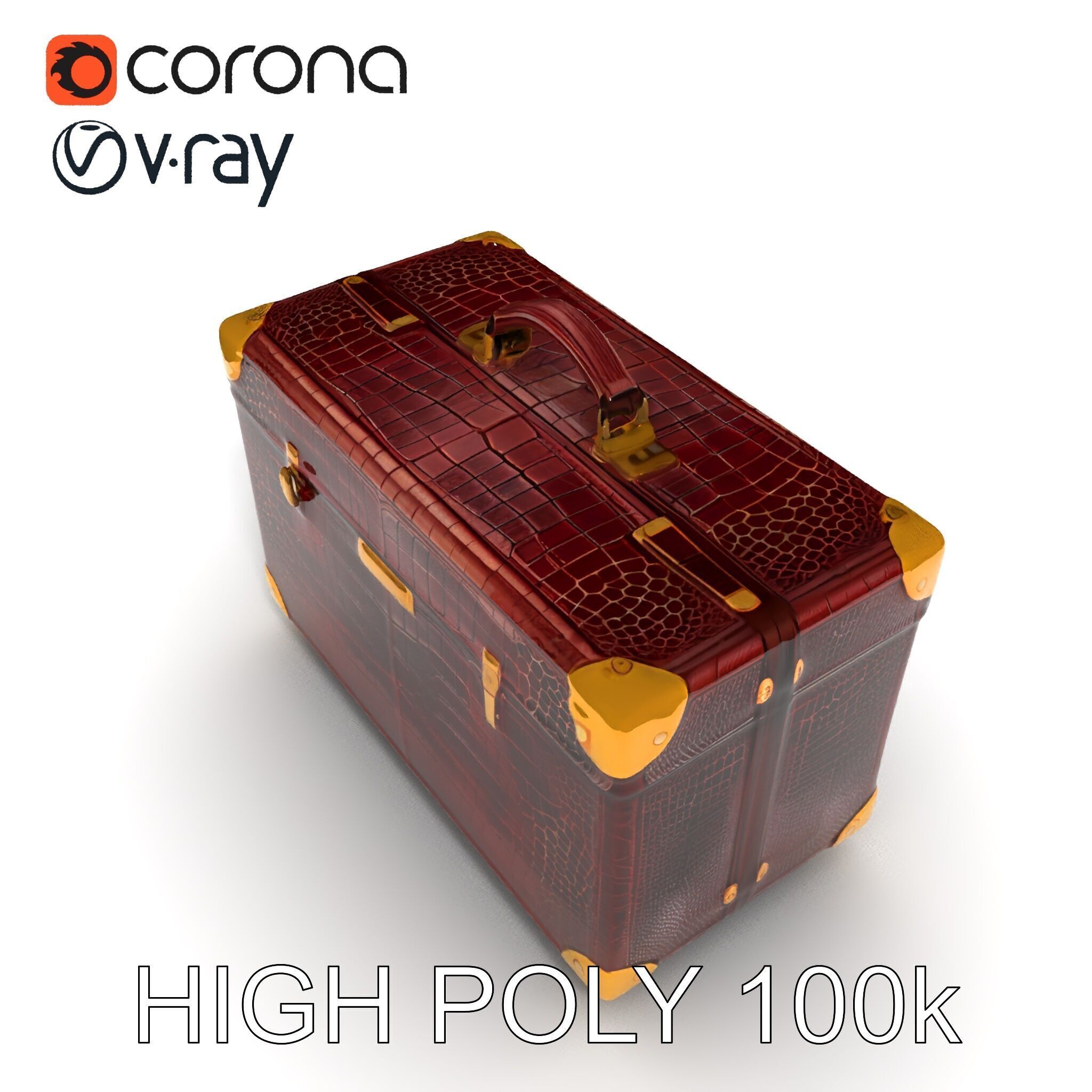Luxurious Leather Suitcase Model Pack Low-poly 3D model_32