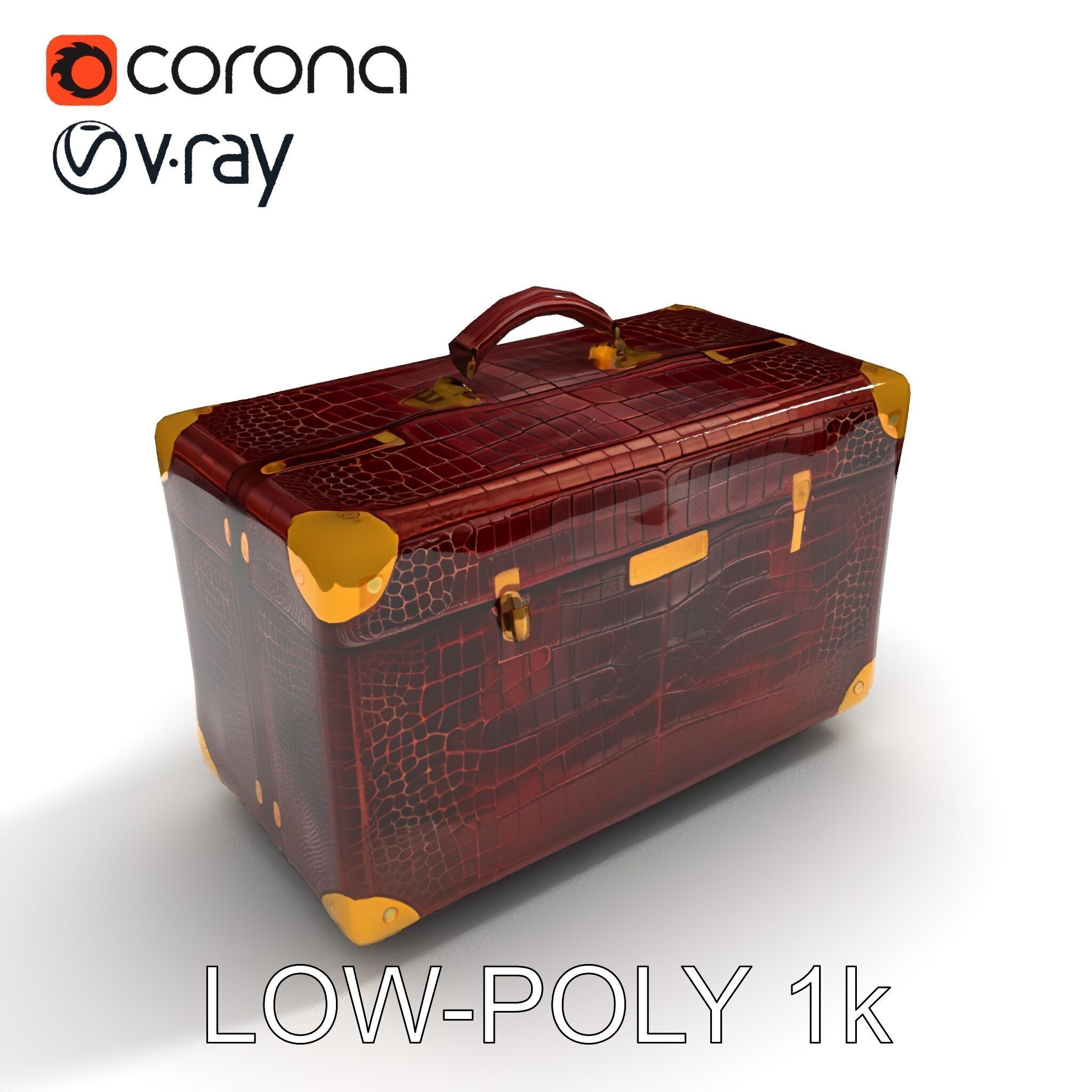 Luxurious Leather Suitcase Model Pack Low-poly 3D model_28