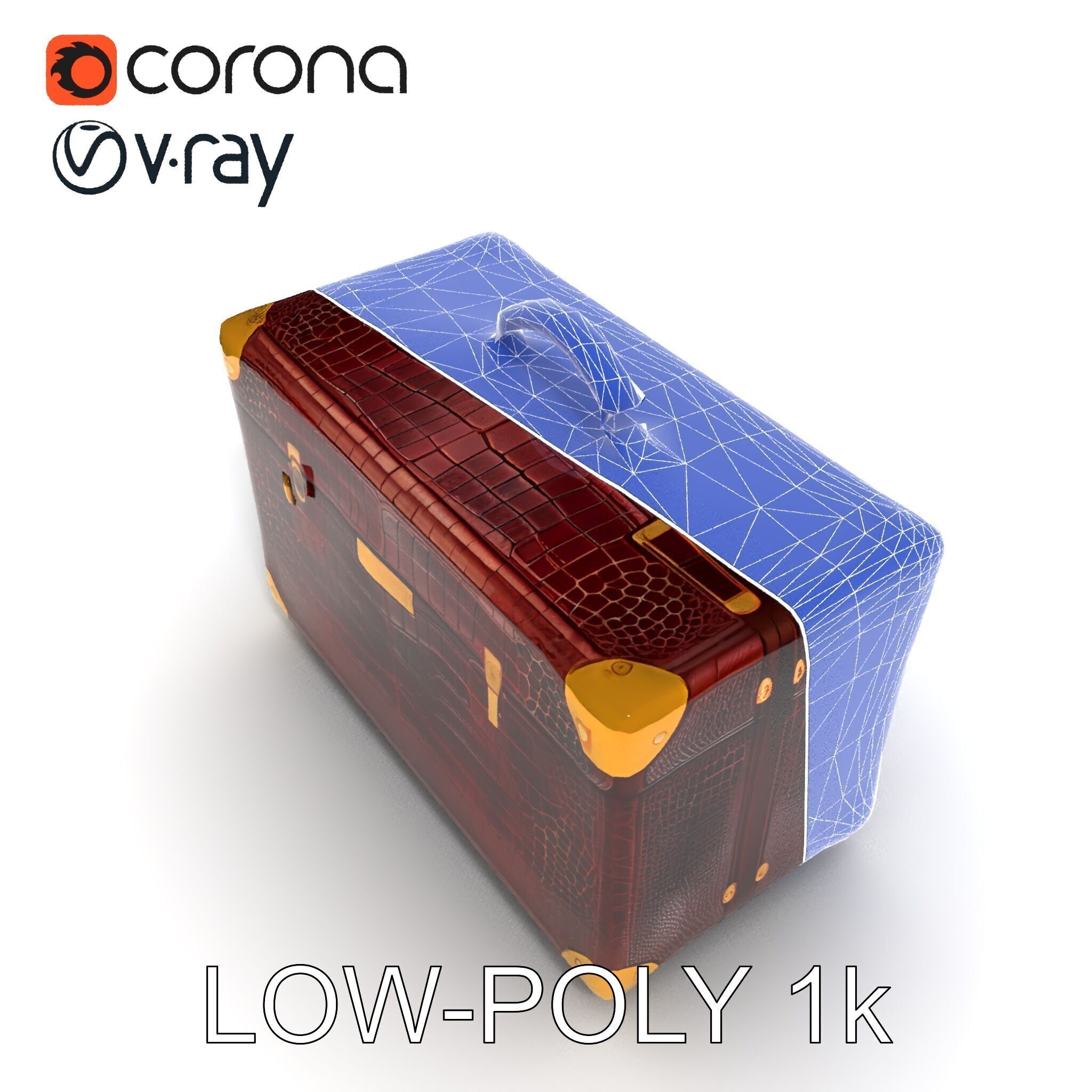 Luxurious Leather Suitcase Model Pack Low-poly 3D model_25