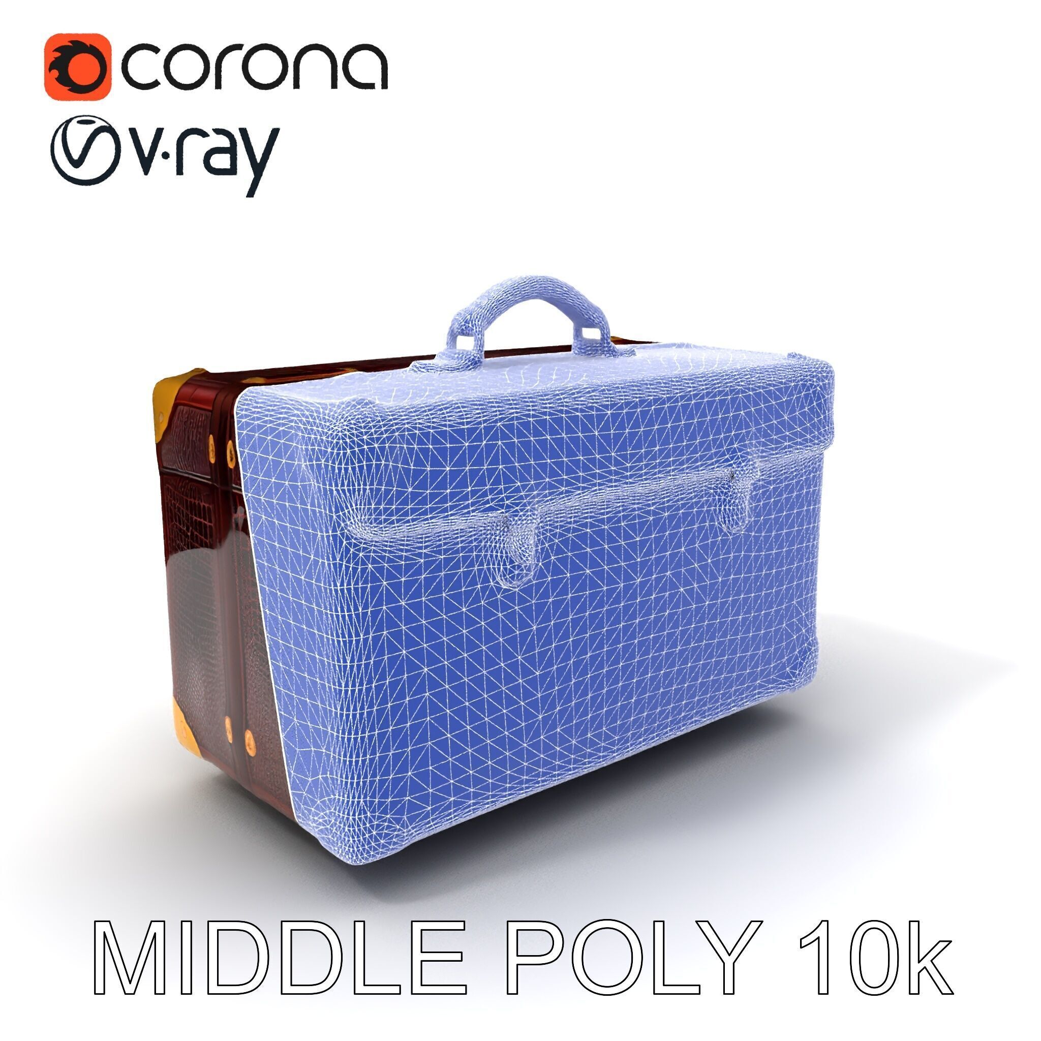 Luxurious Leather Suitcase Model Pack Low-poly 3D model_18