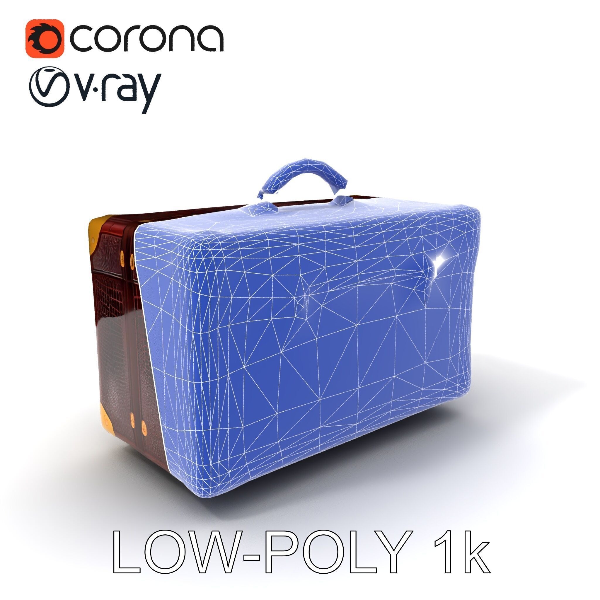 Luxurious Leather Suitcase Model Pack Low-poly 3D model_34
