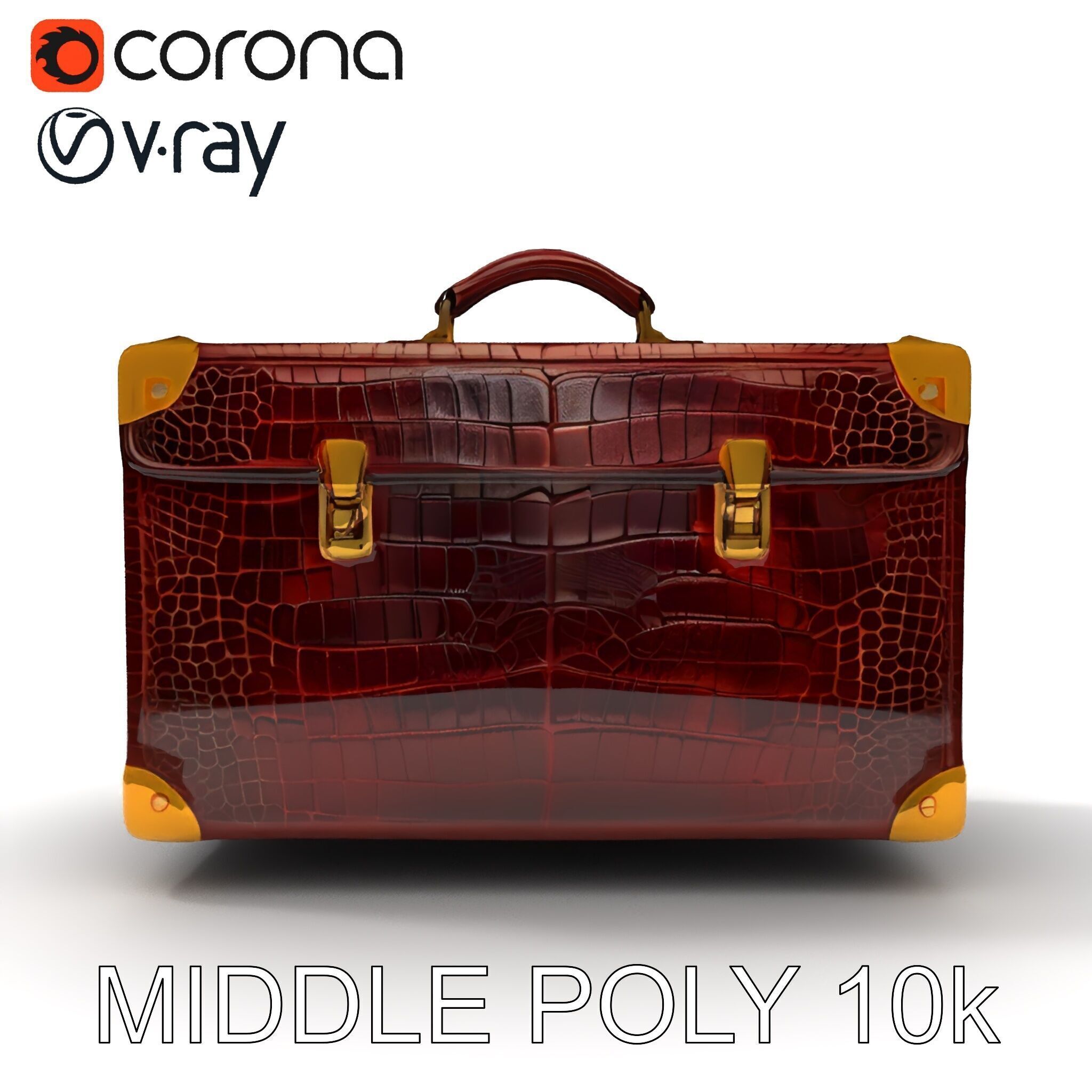 Luxurious Leather Suitcase Model Pack Low-poly 3D model_22