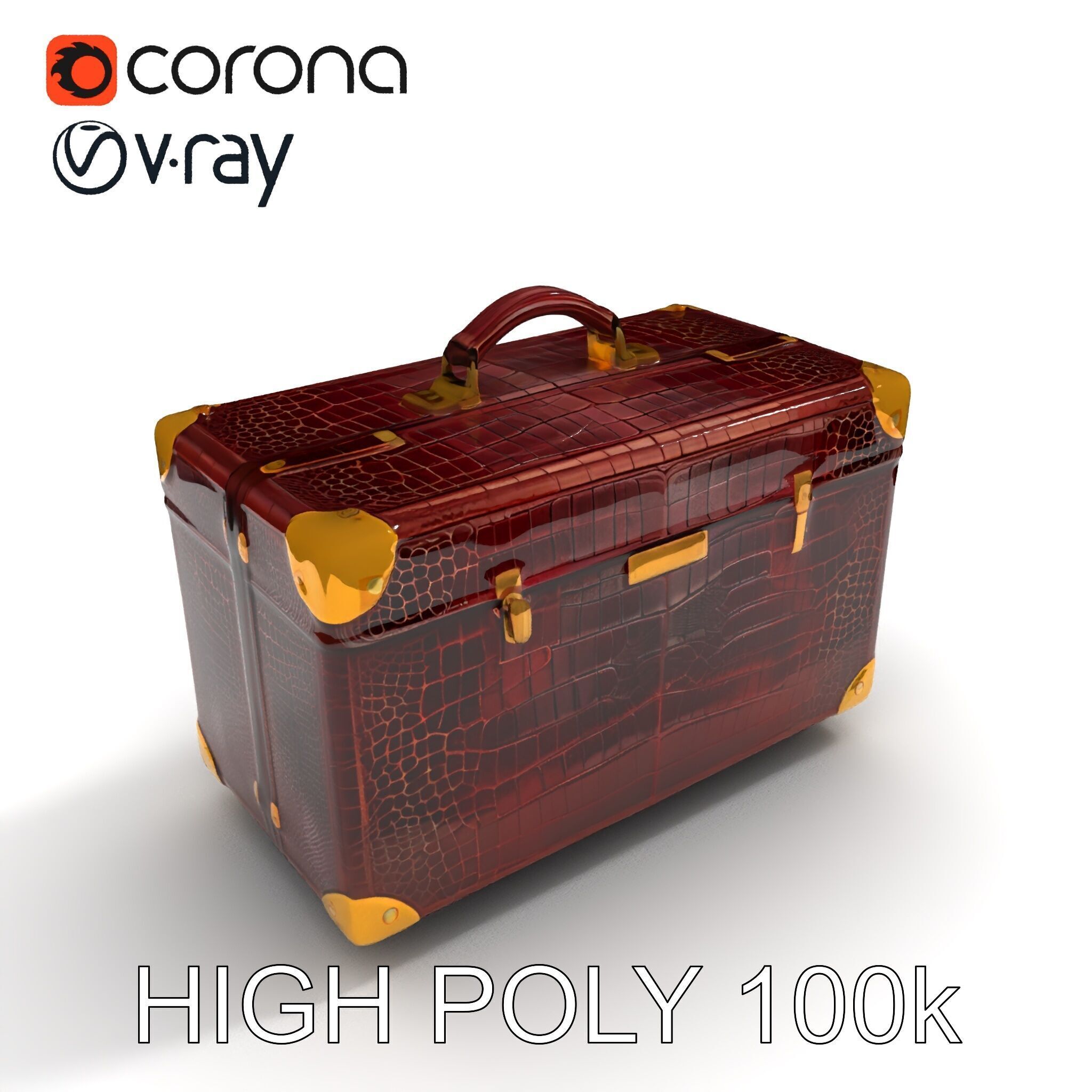 Luxurious Leather Suitcase Model Pack Low-poly 3D model_26