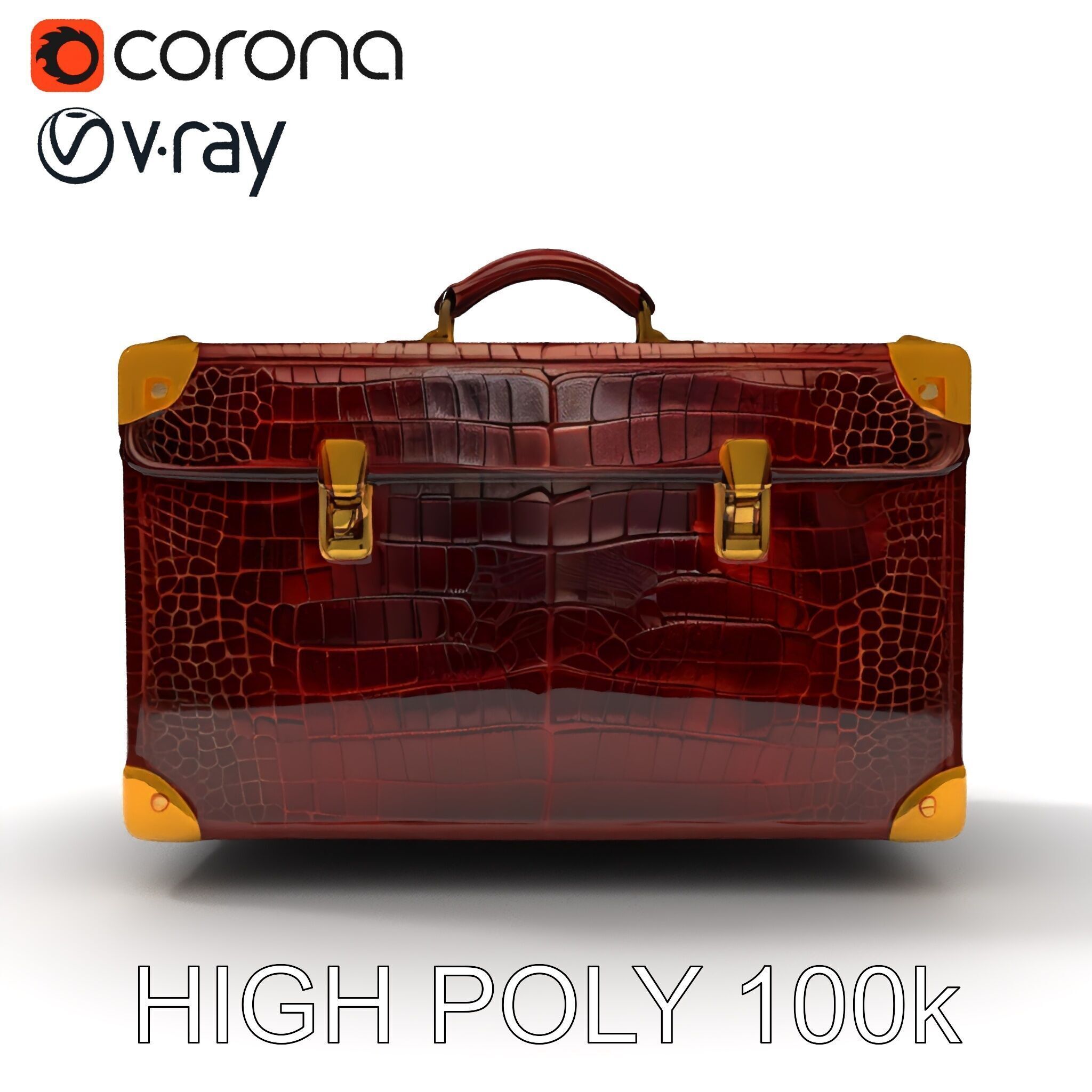Luxurious Leather Suitcase Model Pack Low-poly 3D model_17
